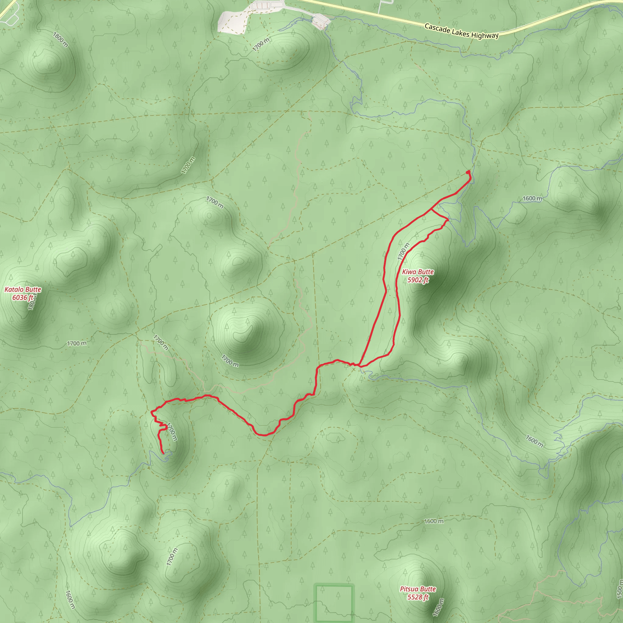 Kiwa Butte Trail to Dinah-Moe Humm Loop mobile static map