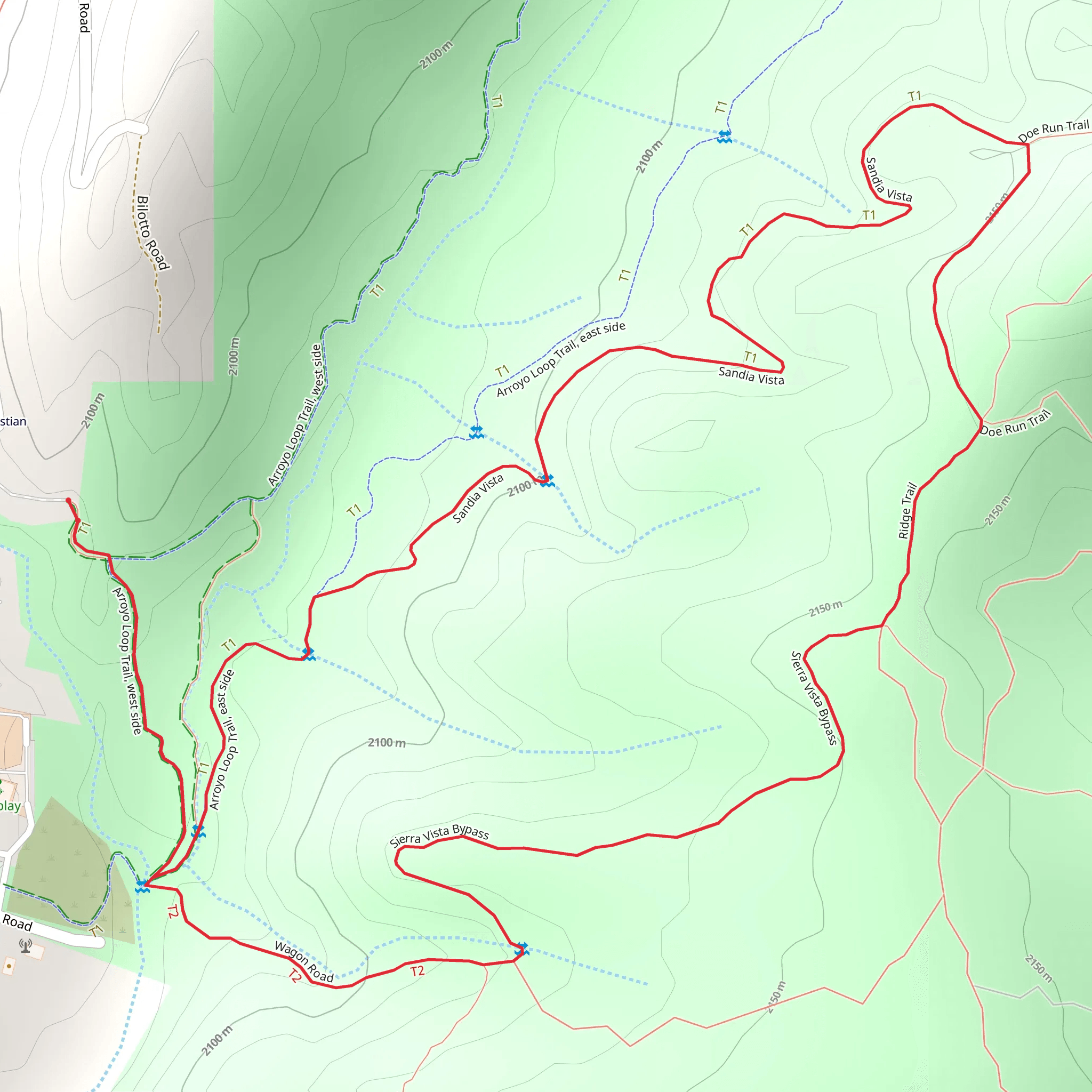 Sierra Vista Bypass, Doe Run and Sandia Vista Loop Trail mobile static map