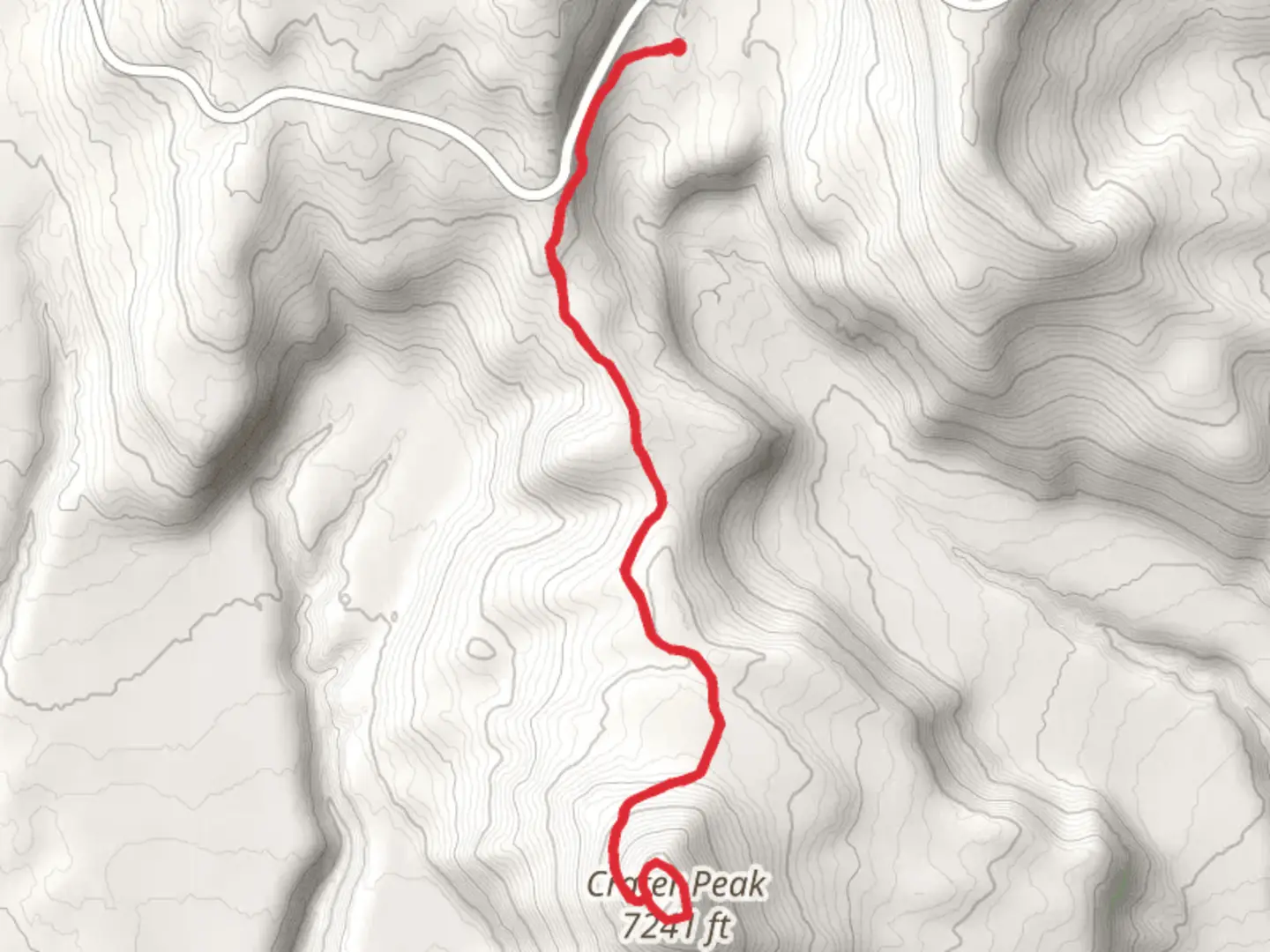 An image depicting the trail Crater Peak from Grayback Road and its surrounding area.