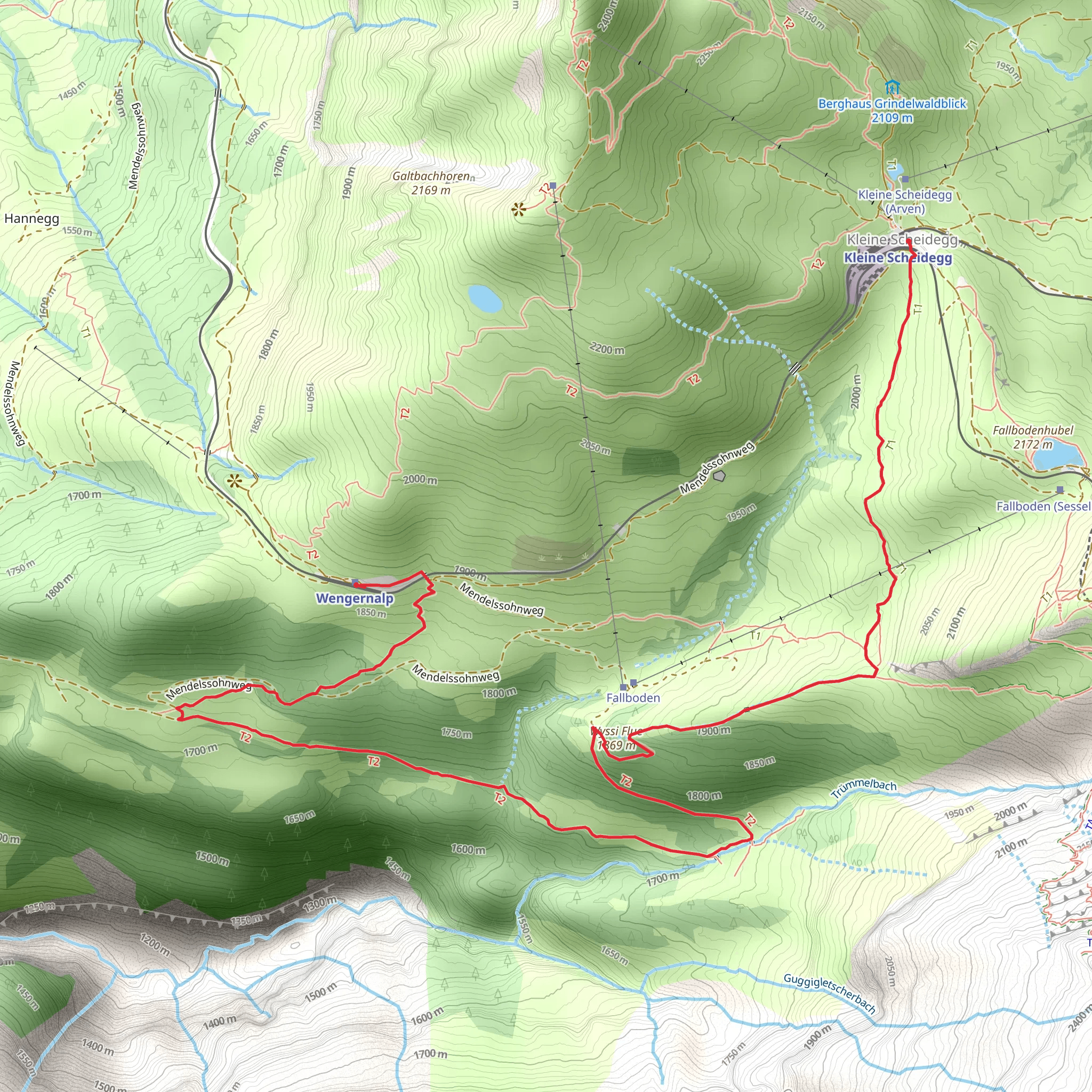 Wengernalp - Biglenalp - Kleine Scheidegg No 39 mobile static map