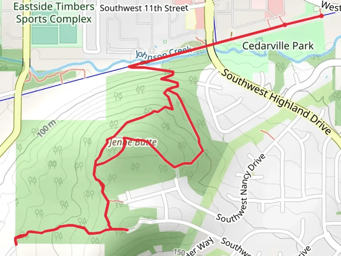 An image depicting the trail Springwater Trail and Corridor and Jenne Butte Trail Loop and its surrounding area.