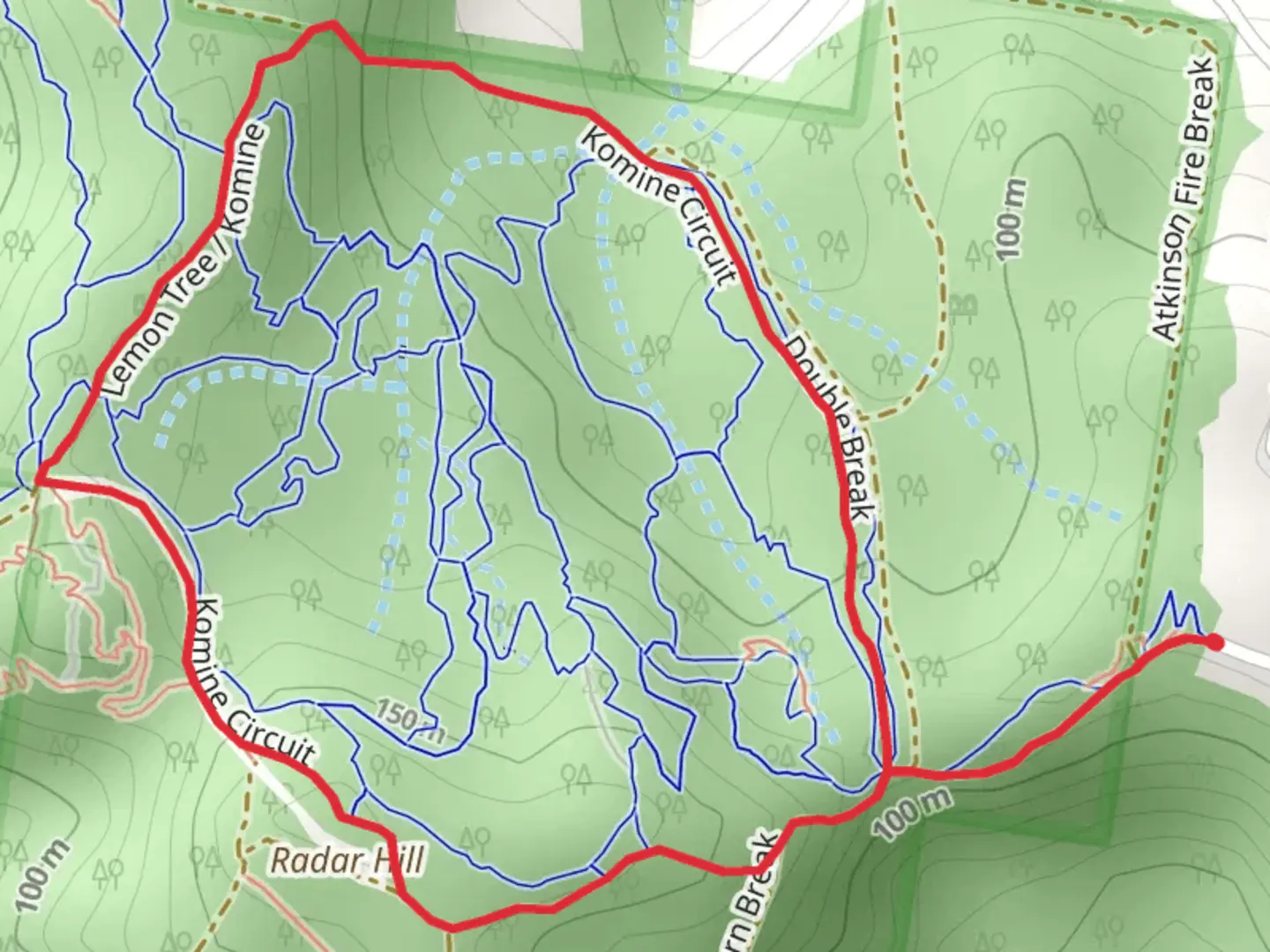 An image depicting the trail Komine Circuit Track and its surrounding area.
