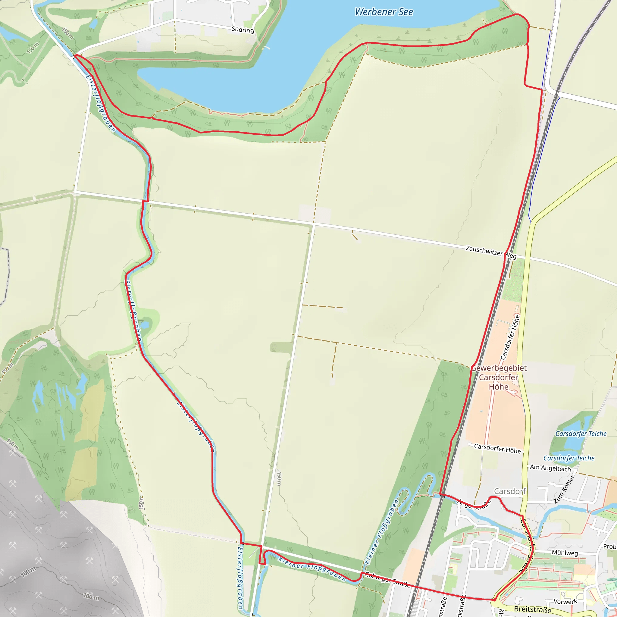 Werbener See via Flossgraben Wanderweg mobile static map
