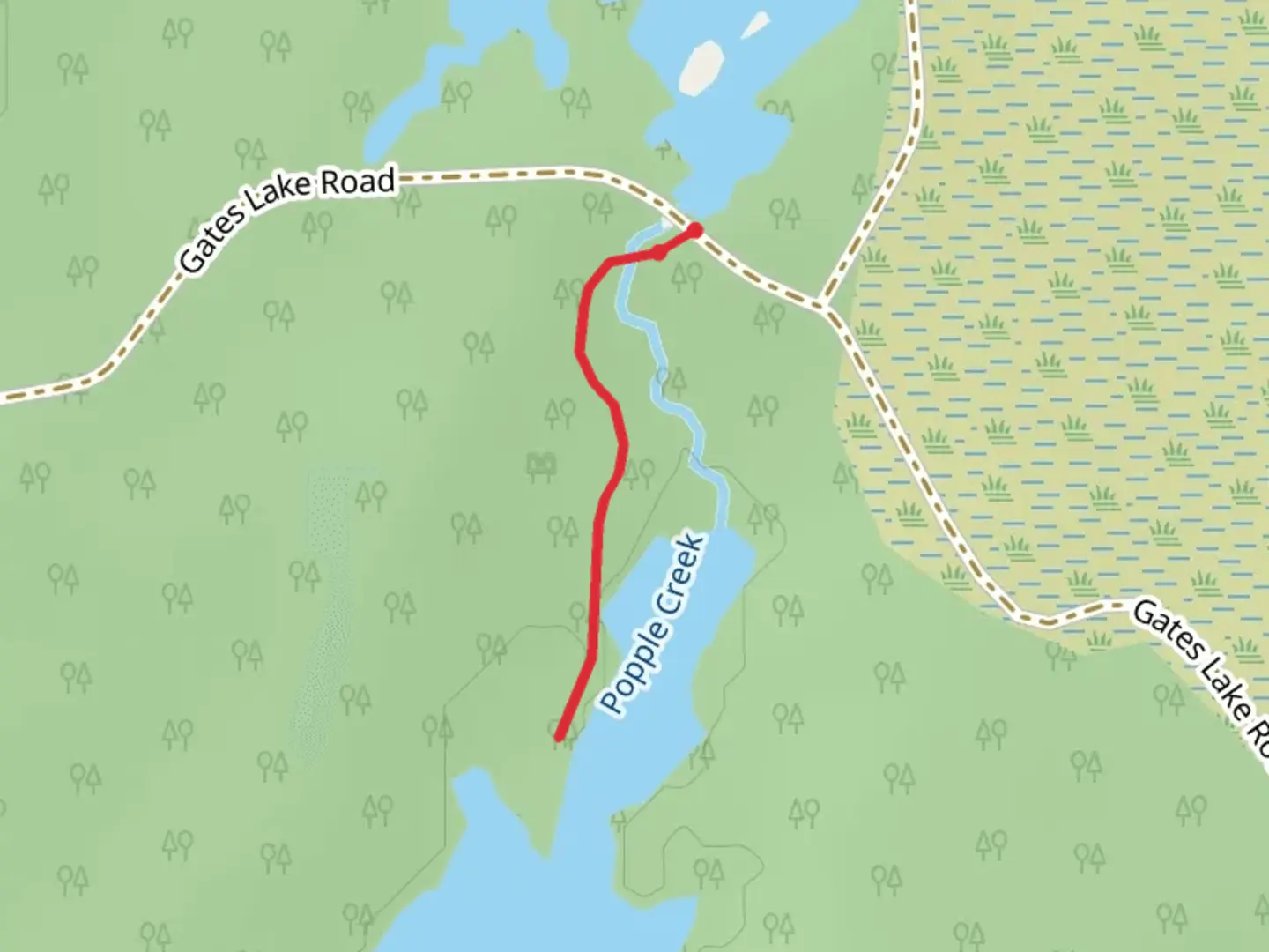 An image depicting the trail Popple Creek Trail and its surrounding area.