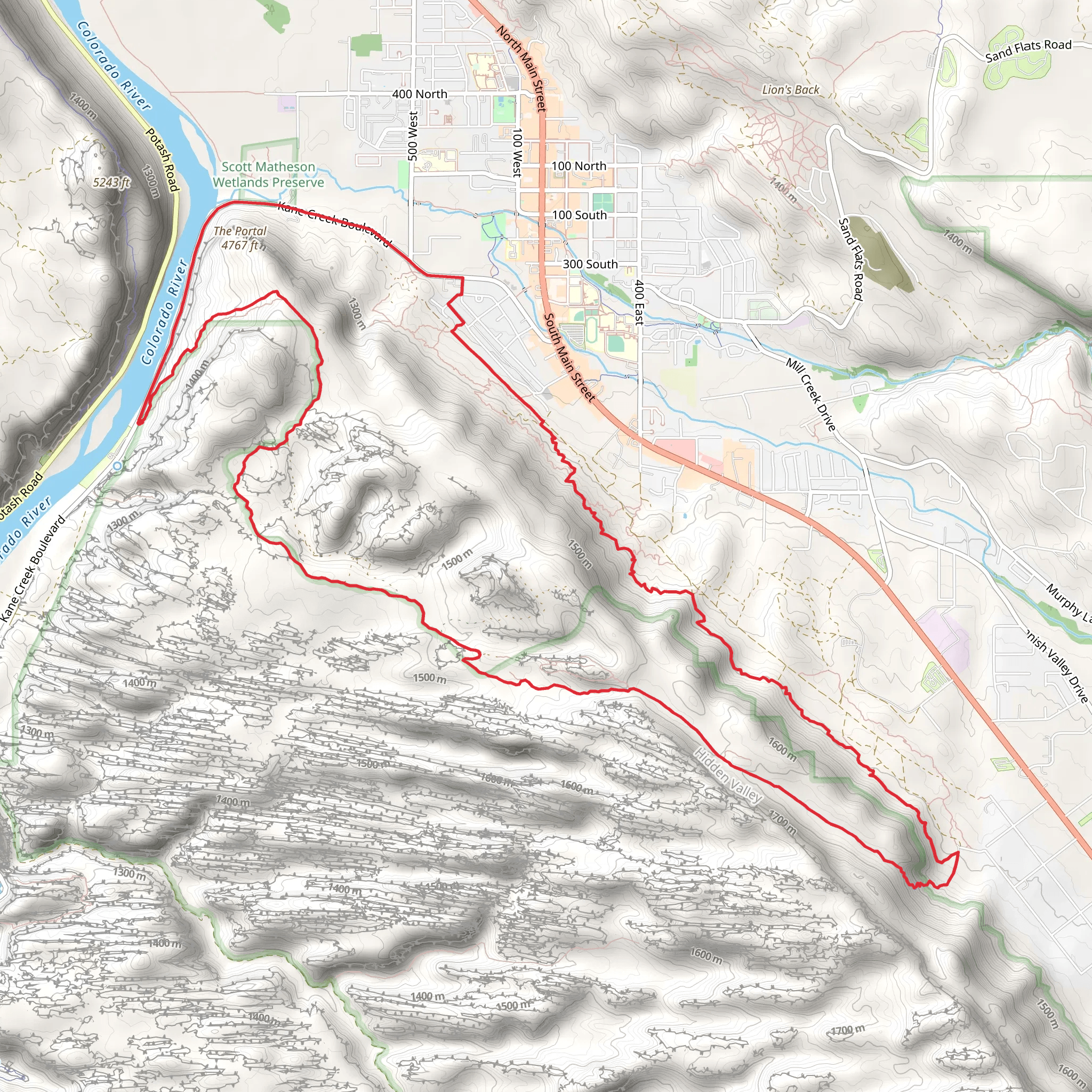 Moab Rim Trail, Hidden Valley Trail and Pipe Dream Loop mobile static map