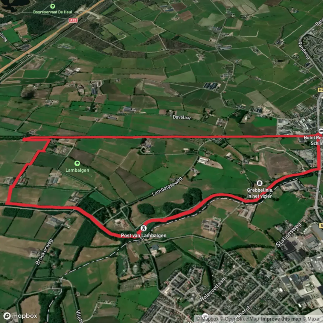 An image depicting the trail Oudenhorsterpad Loop and its surrounding area.