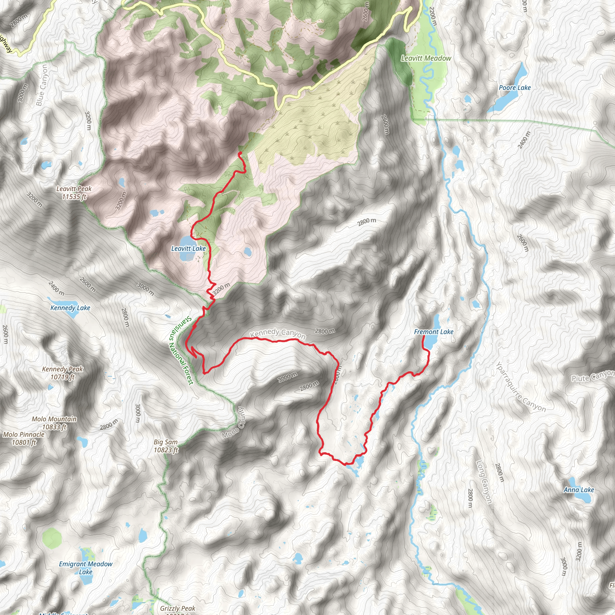 Fremont Lake via Leavitt Lake Road mobile static map