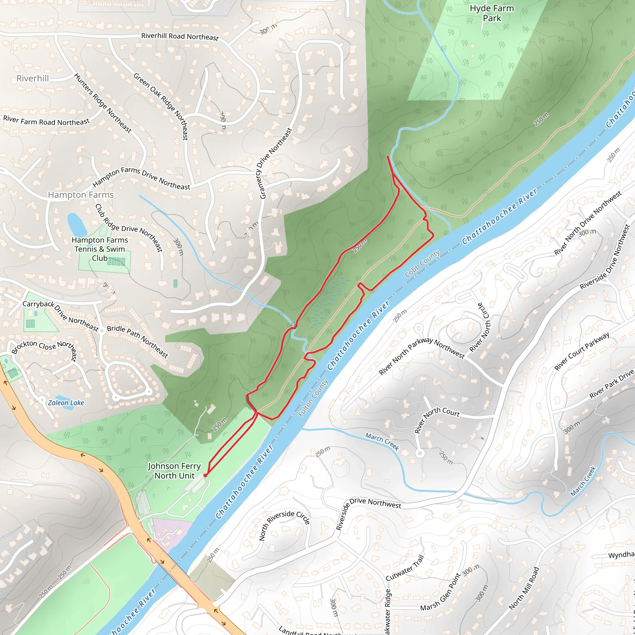 Chattahoochee River National Recreation Area - Johnson Ferry North Loop mobile static map