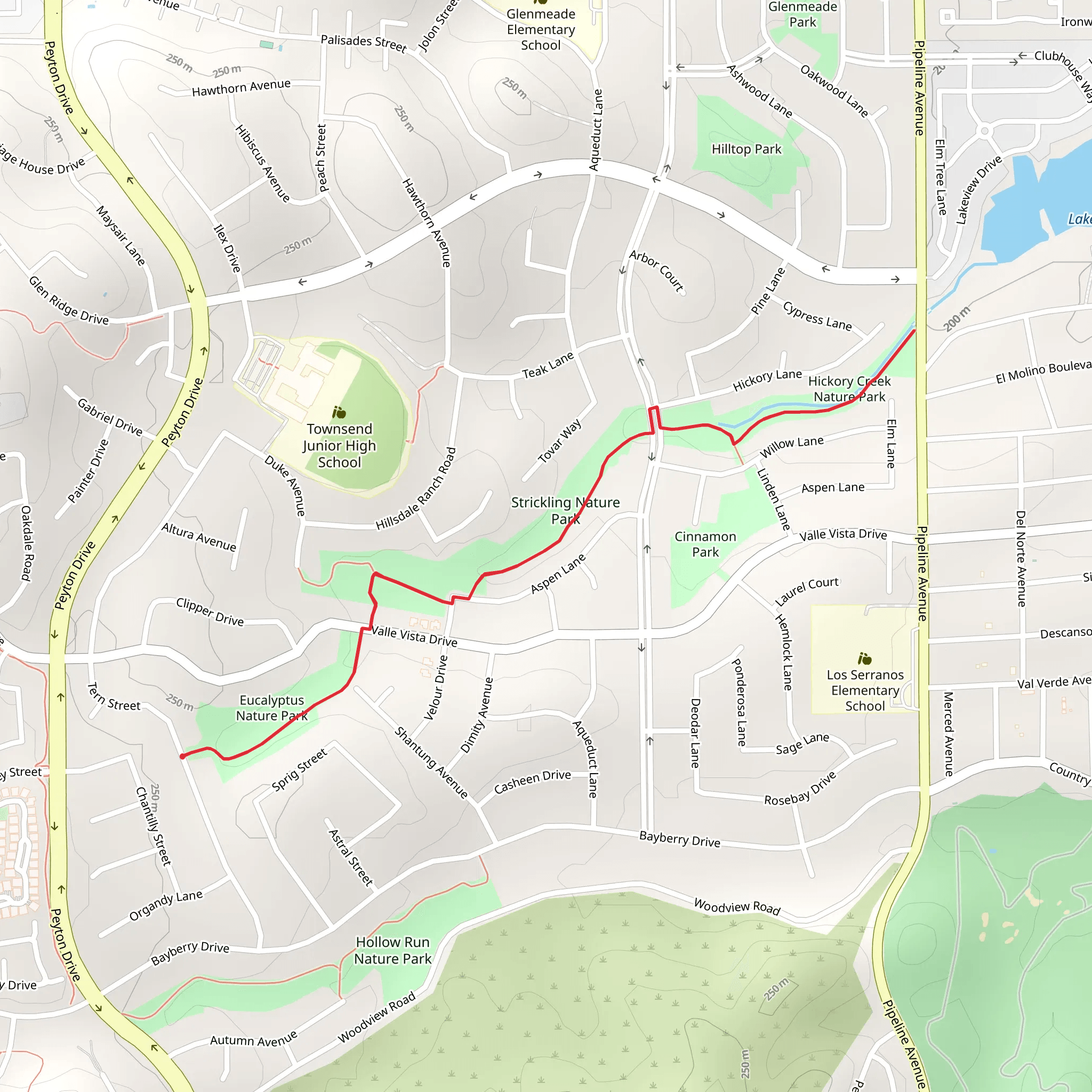 Strickling and Hickory Creek Nature Park mobile static map