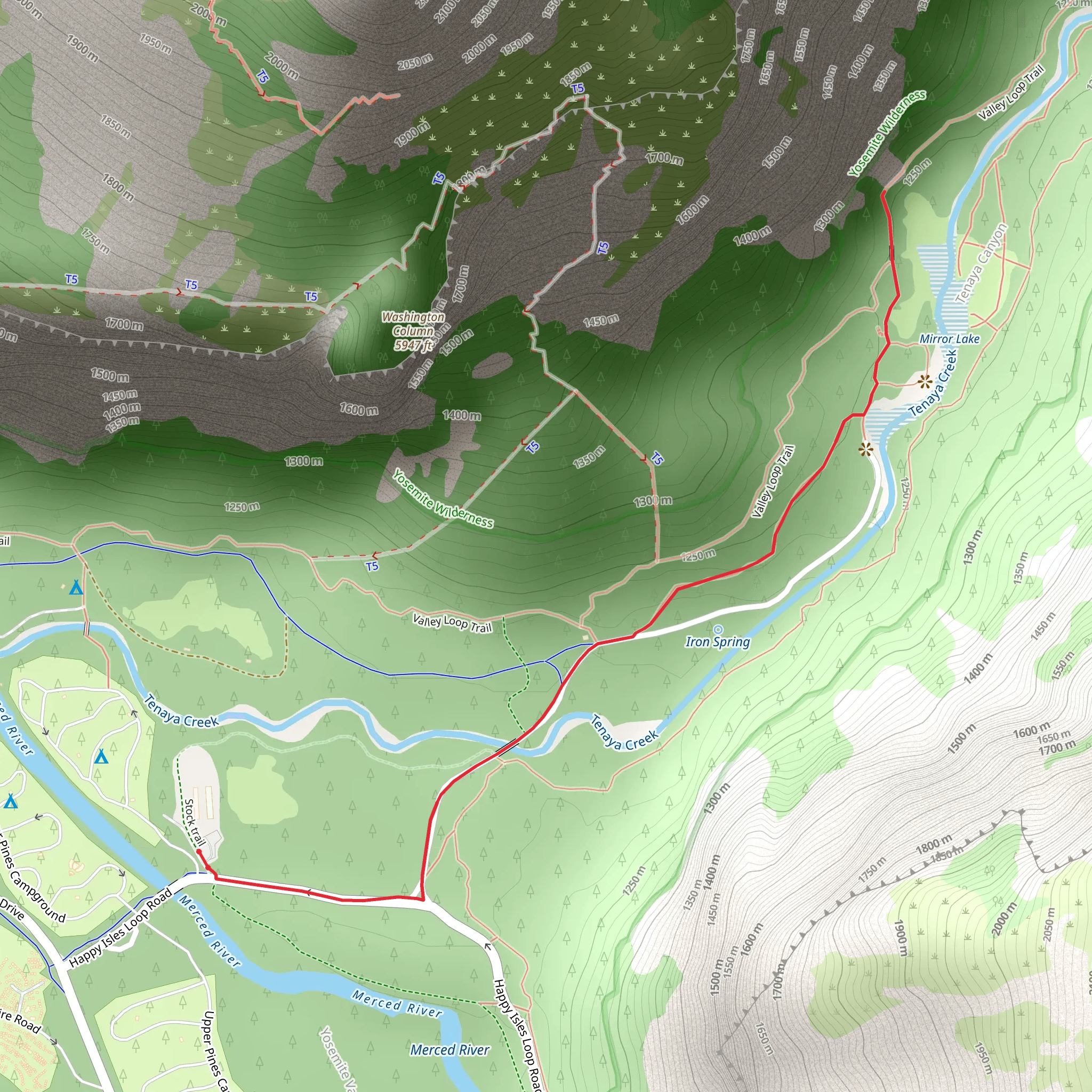 Mirror Lake Trail mobile static map