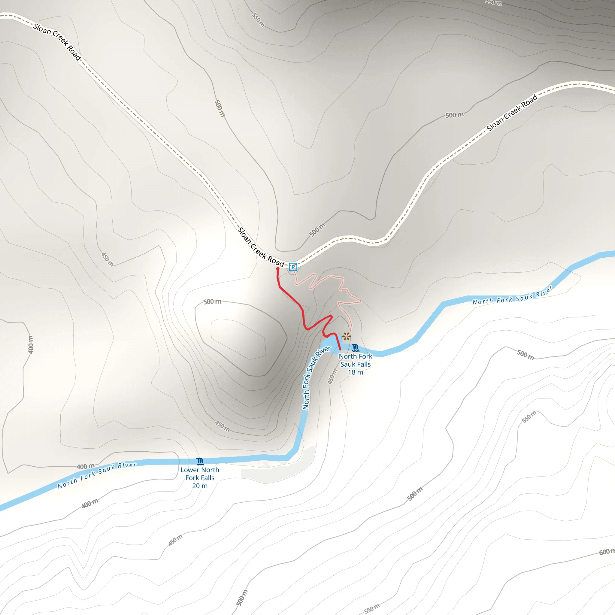 North Fork Sauk Falls Trail mobile static map