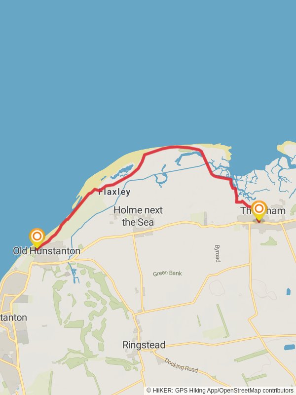 Map of Old Hunstanton to Thornham by the Coast Path, Norfolk