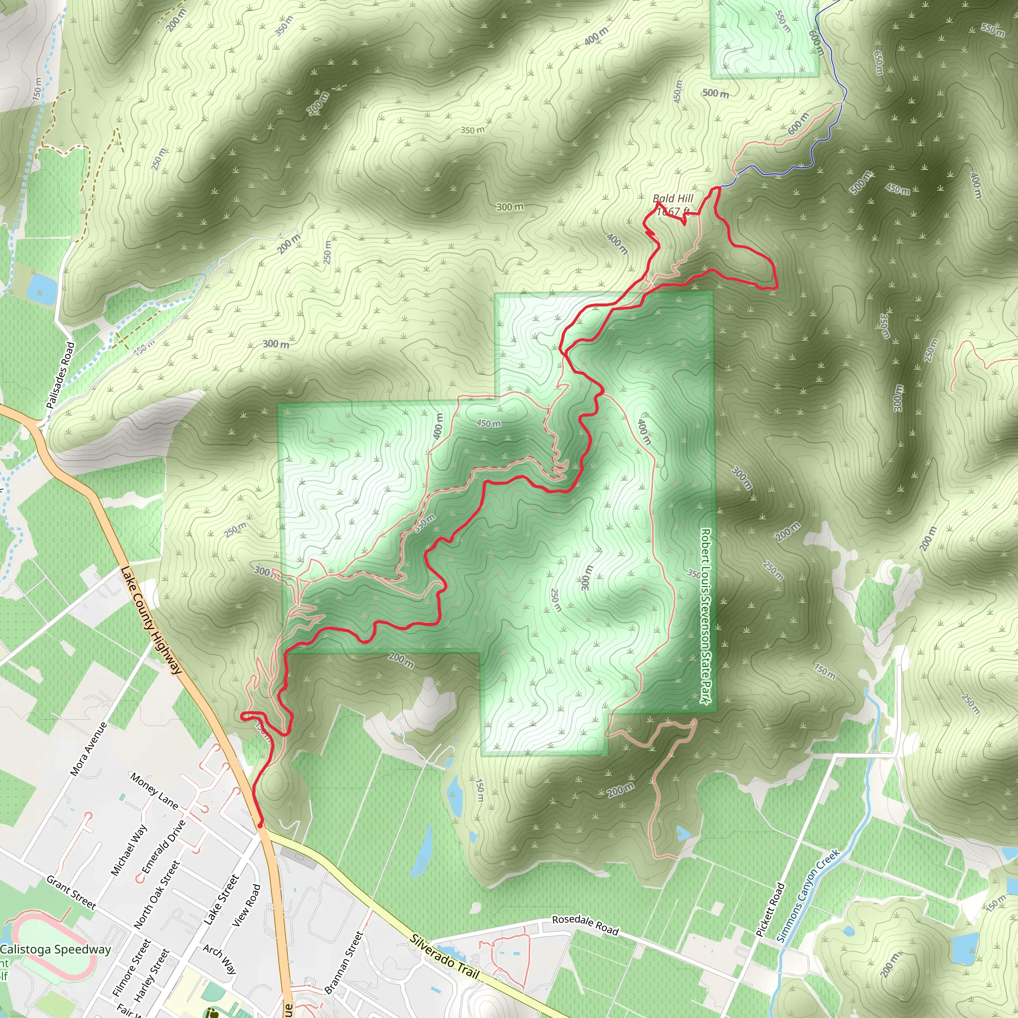 Bald Hill via Oat Hill Mine Trail mobile static map