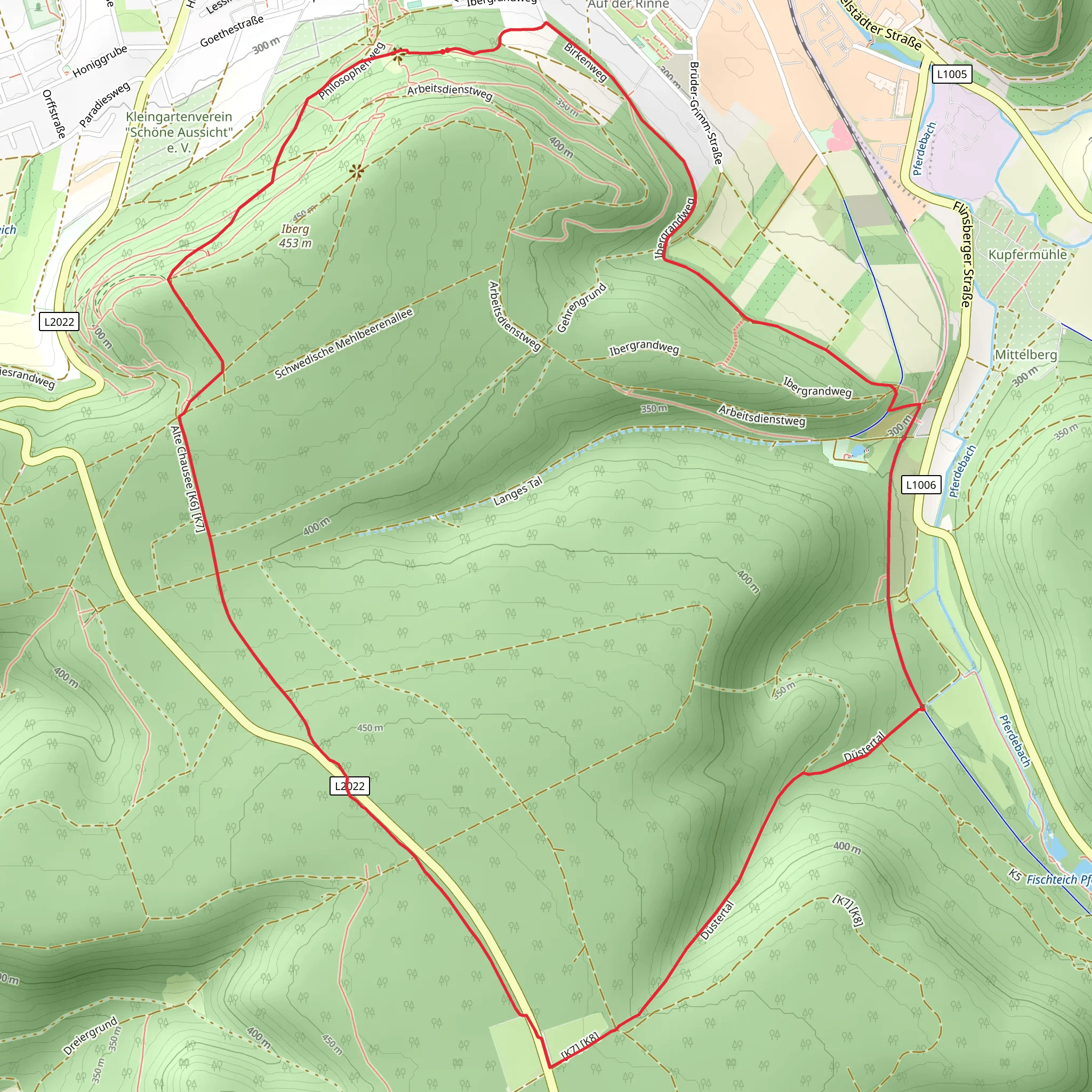 Iberg Rundwanderweg - Gelber Balken mobile static map