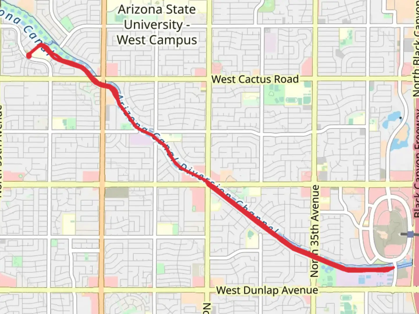 An image depicting the trail Arizona Canal Short Trail and its surrounding area.