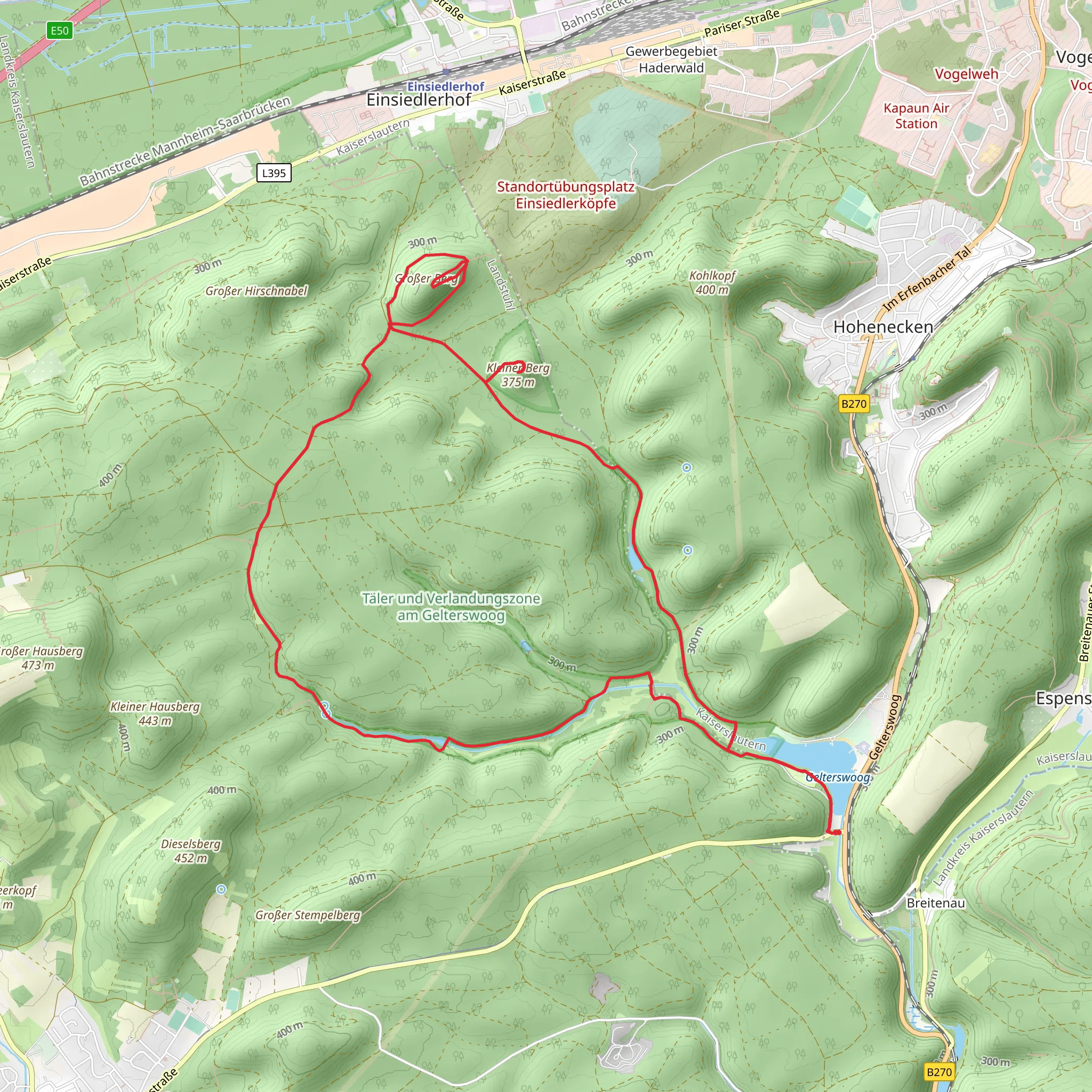 Gelterswoog, Burgruine Perlenberg and Romische Hugelsiedlung Loop mobile static map
