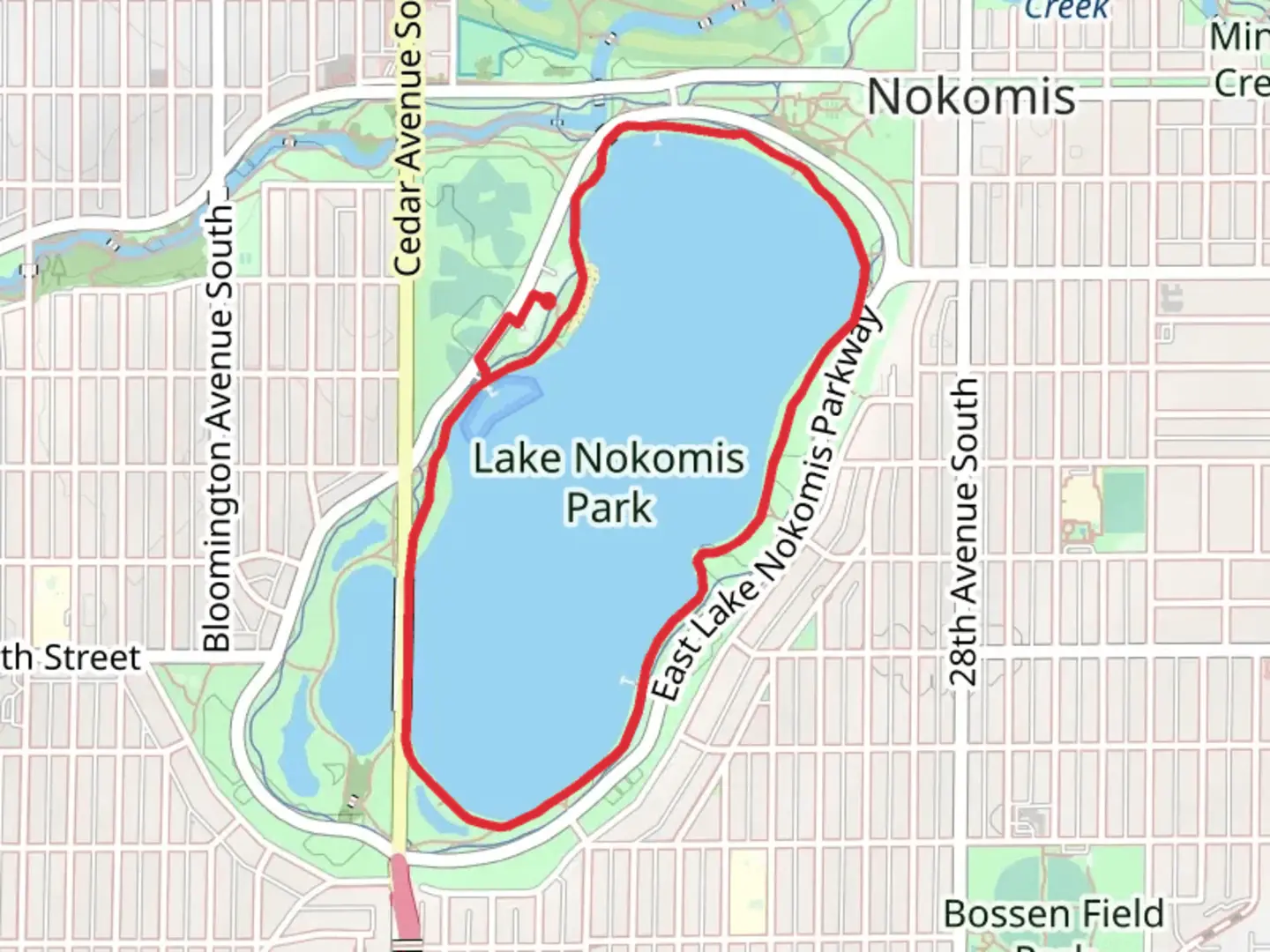 An image depicting the trail Lake Nokomis Loop and its surrounding area.