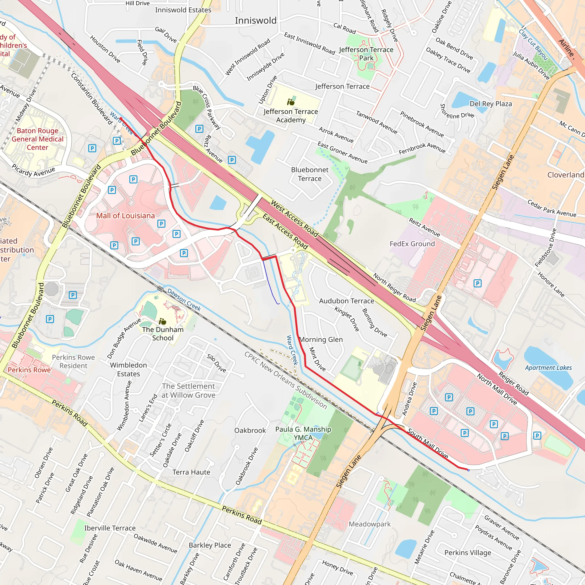 Ward Creek Trail mobile static map