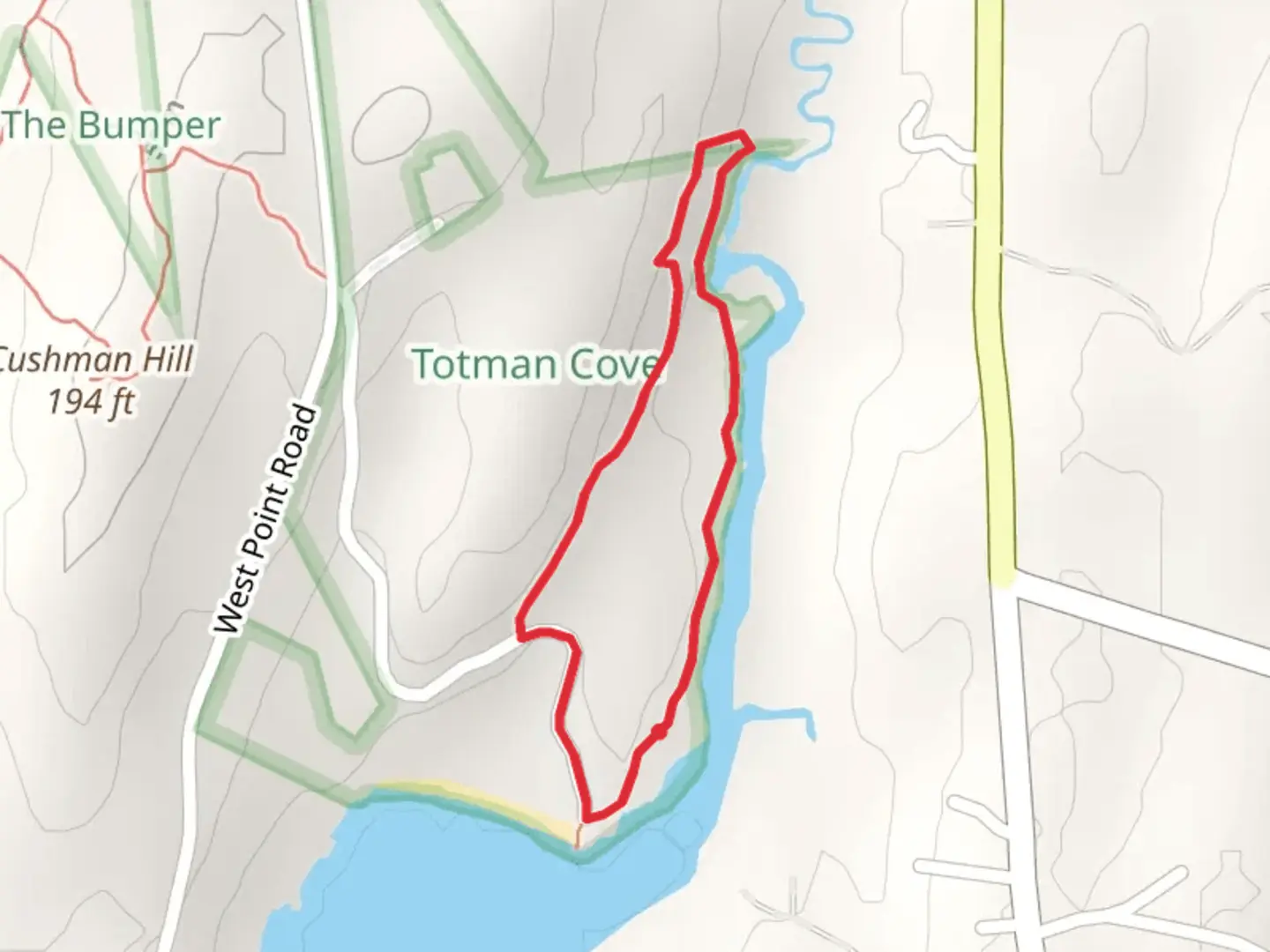 An image depicting the trail Totman Cove Loop and its surrounding area.