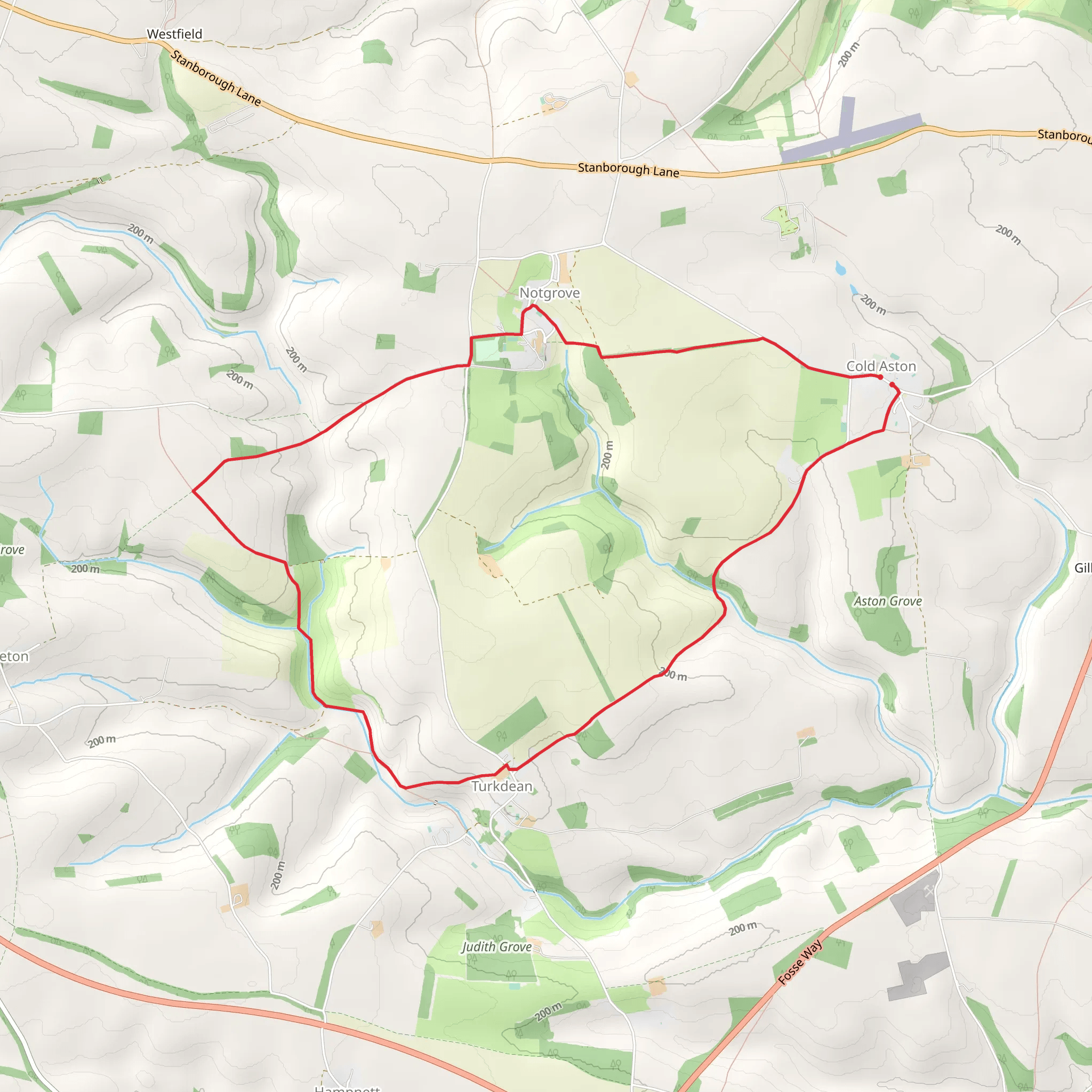 Turkdean and Notgrove from Cold Aston mobile static map