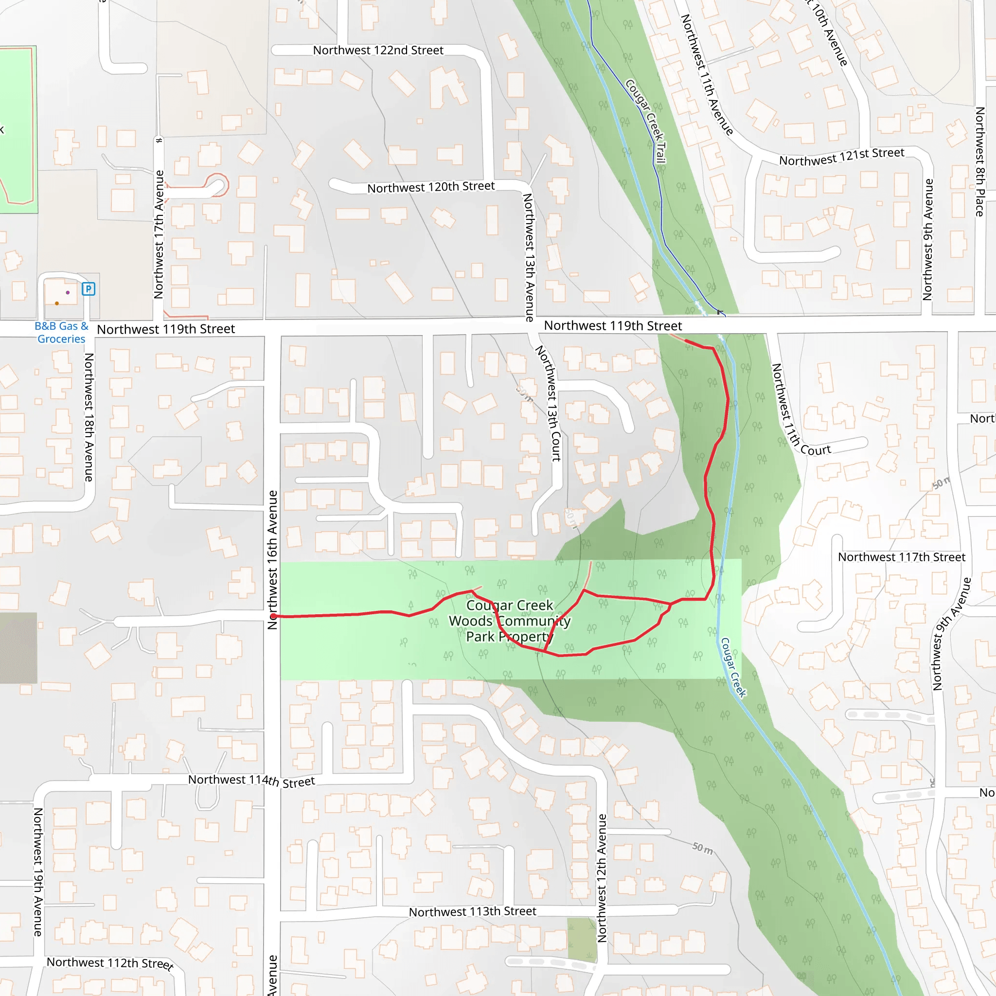 Cougar Creek Woods Community Park Property Loop mobile static map