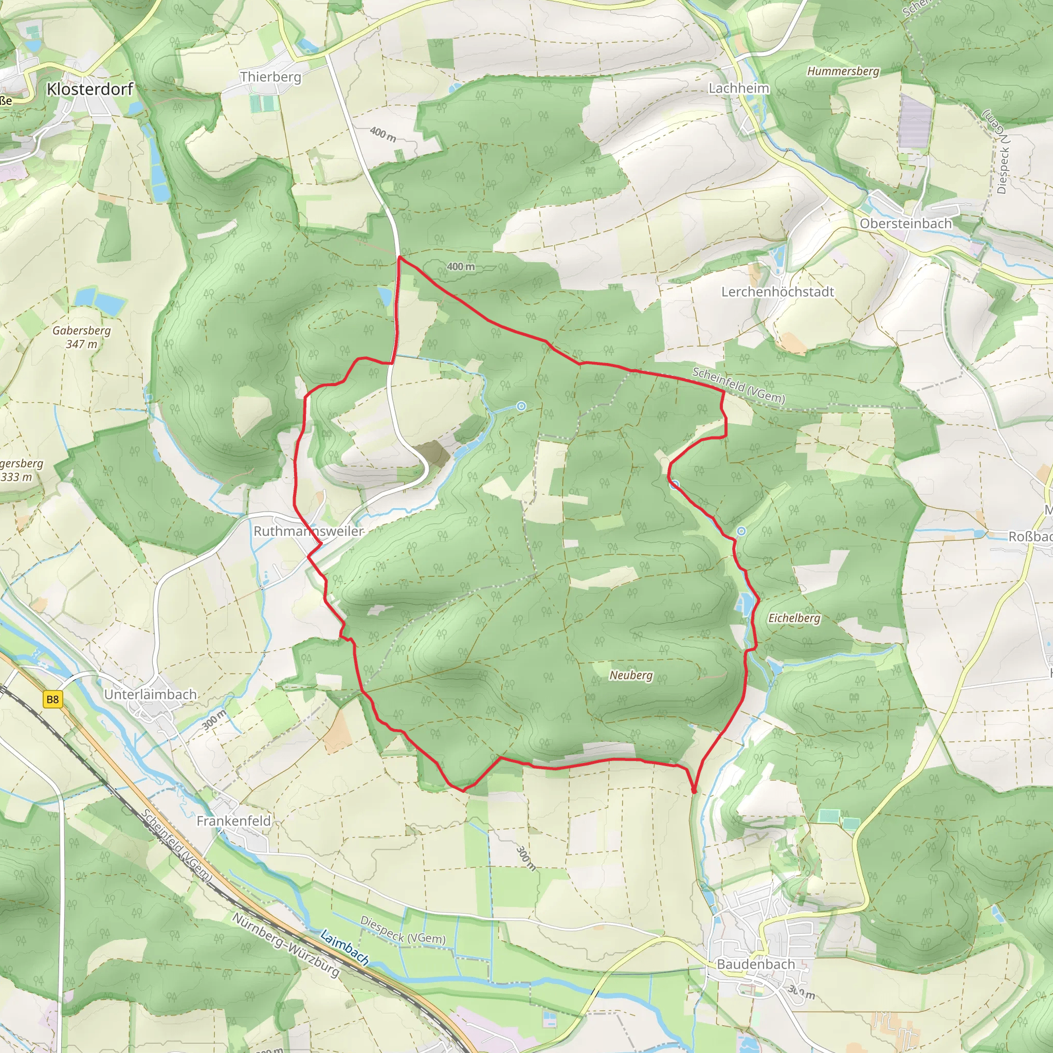 Baudenbach Rundweg B1 mobile static map