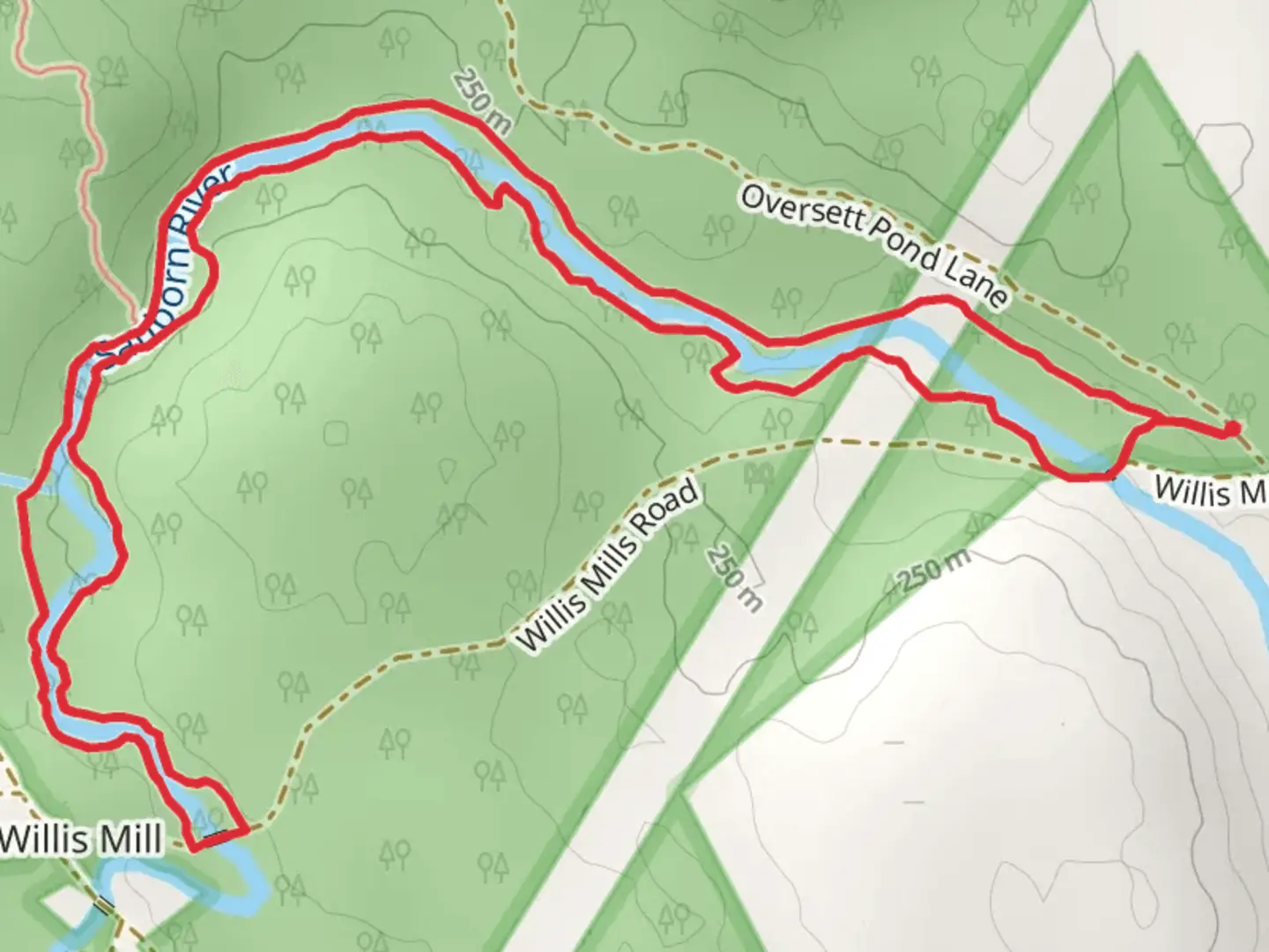 An image depicting the trail Sanborn River Loop Trail and its surrounding area.