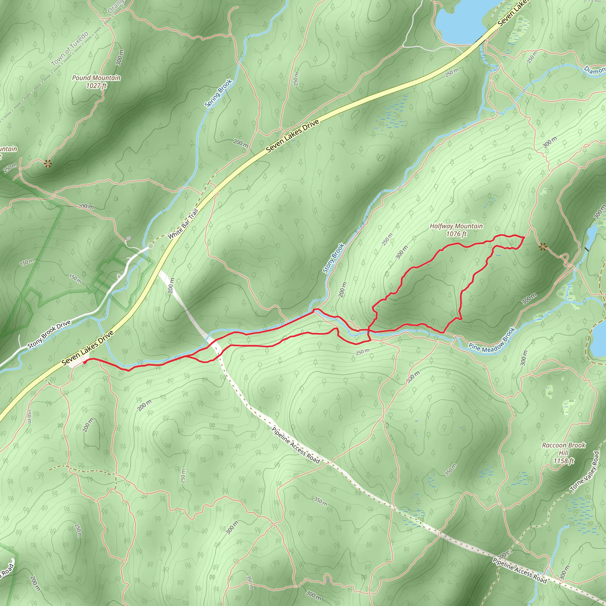 Diamond and Halfway Mountain, Stony Brook via Pine Meadow Trail mobile static map