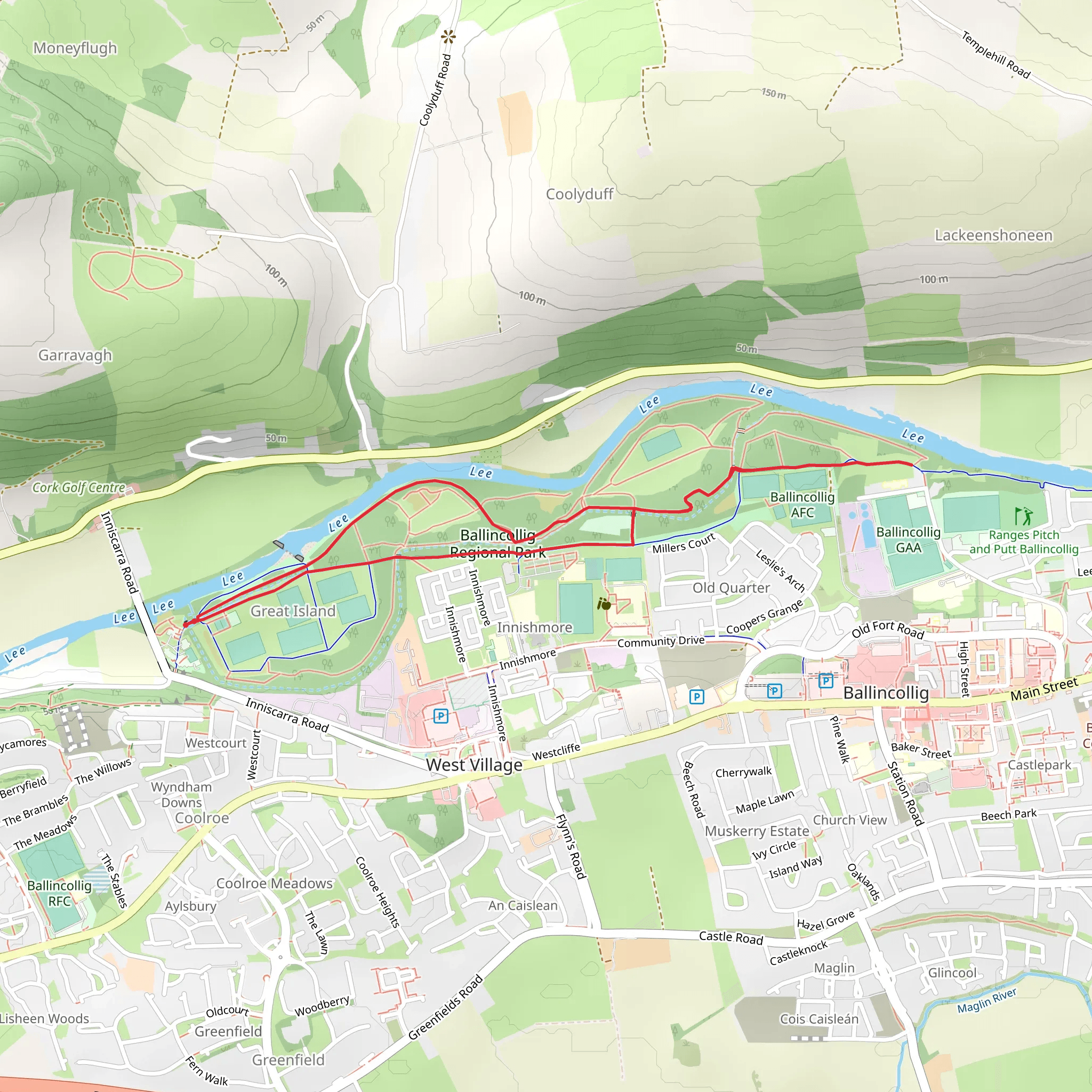 Ballincollig Gunpowder Trails - Powdermills Trail mobile static map