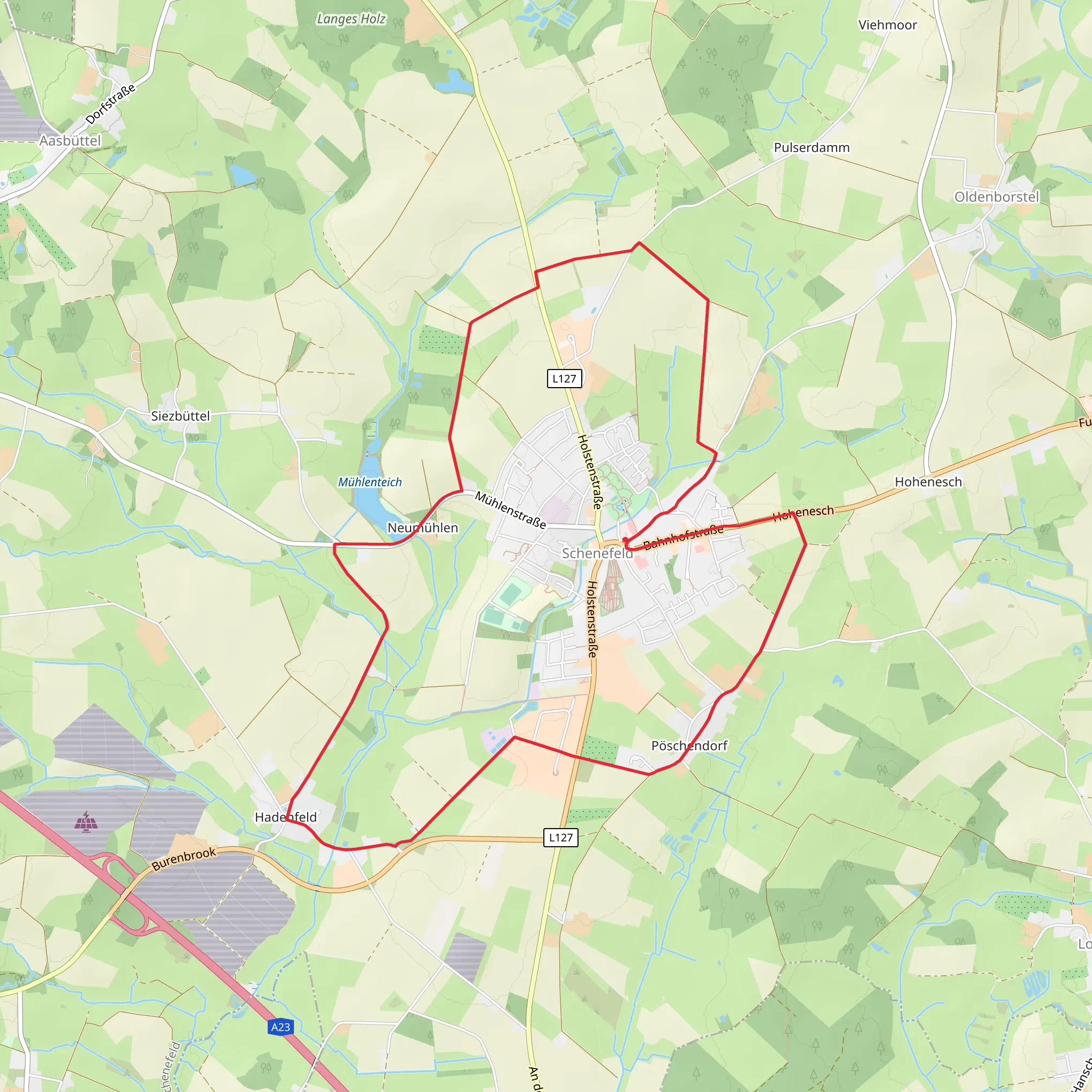 Schenefeld, Neumühlen and Hadenfeld Loop via Muhlentrich mobile static map
