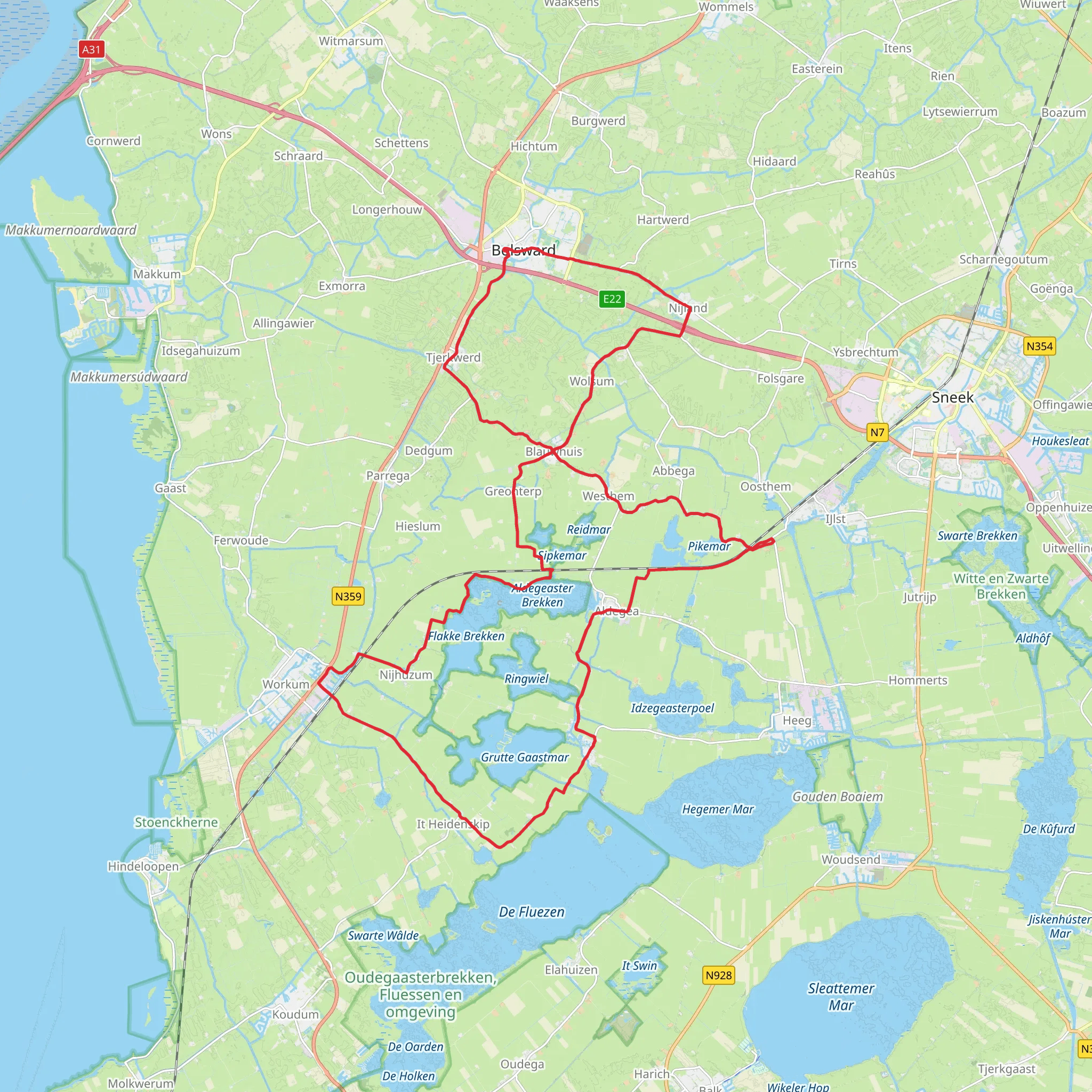 Brekkenpad, It Aldsylspaed and Remswerderleane Loop mobile static map