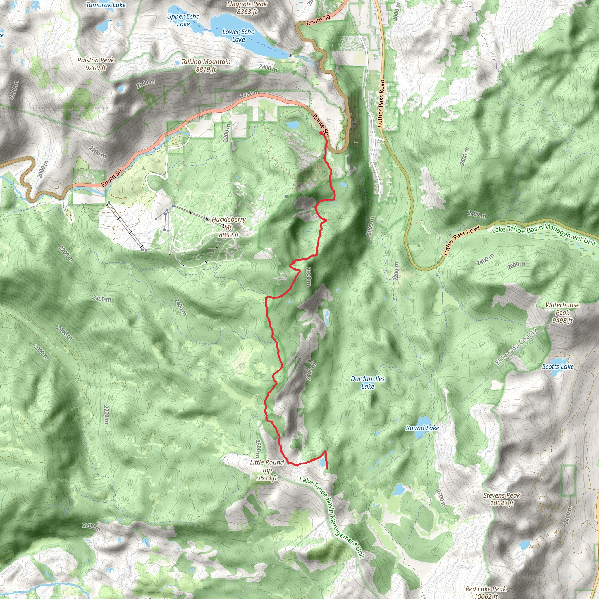 Showers Lake via Tahoe Rim Trail mobile static map