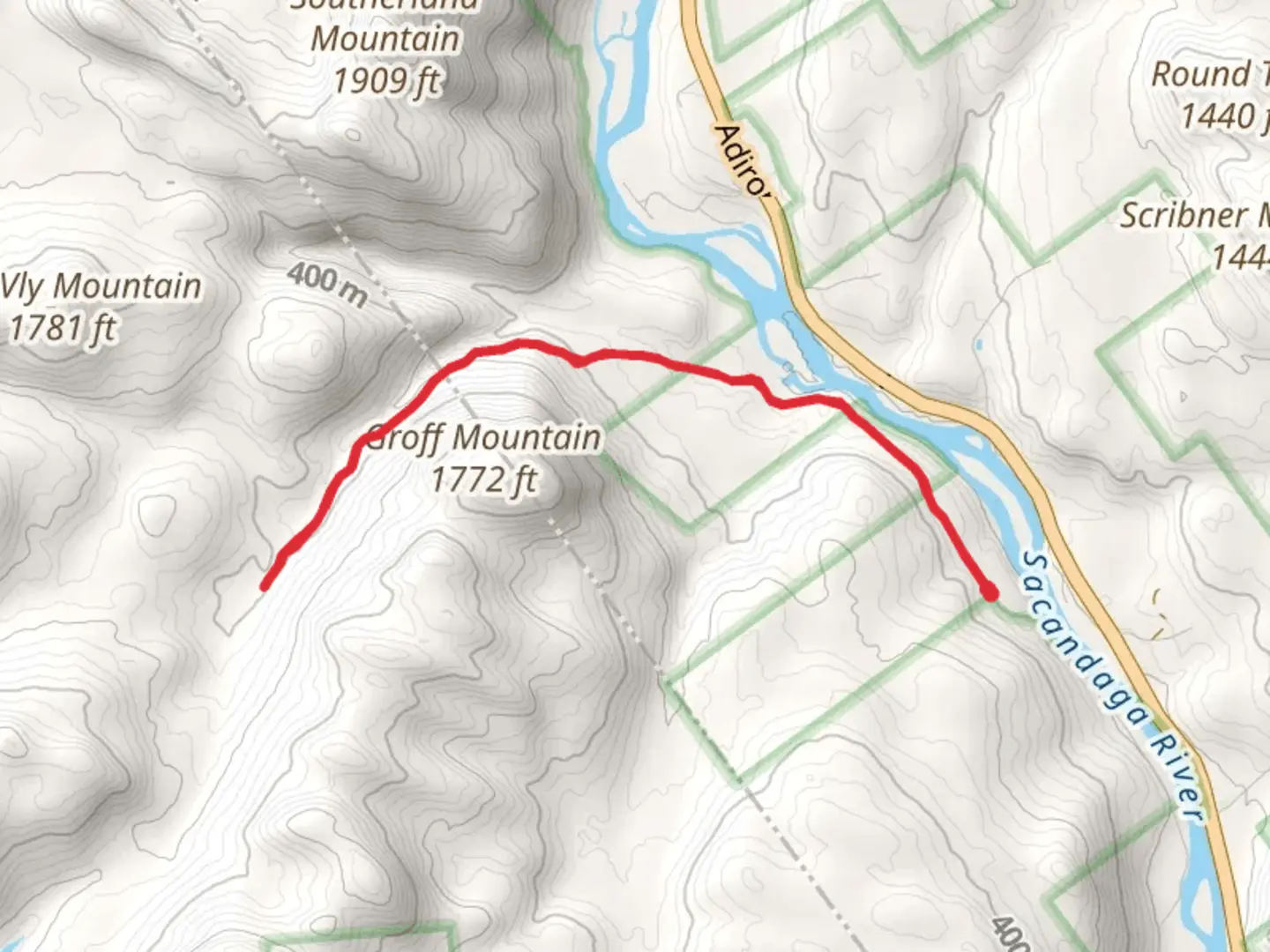 An image depicting the trail Groff Mountain and its surrounding area.