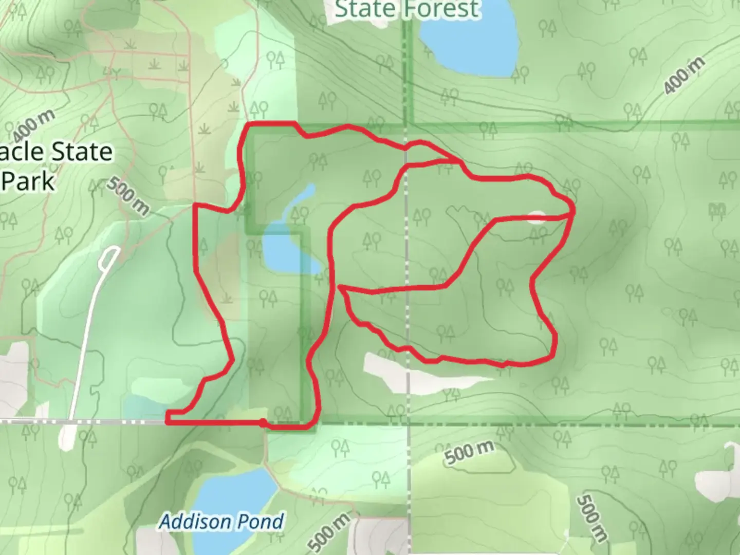 An image depicting the trail Tate Forest Preserve Loop and its surrounding area.