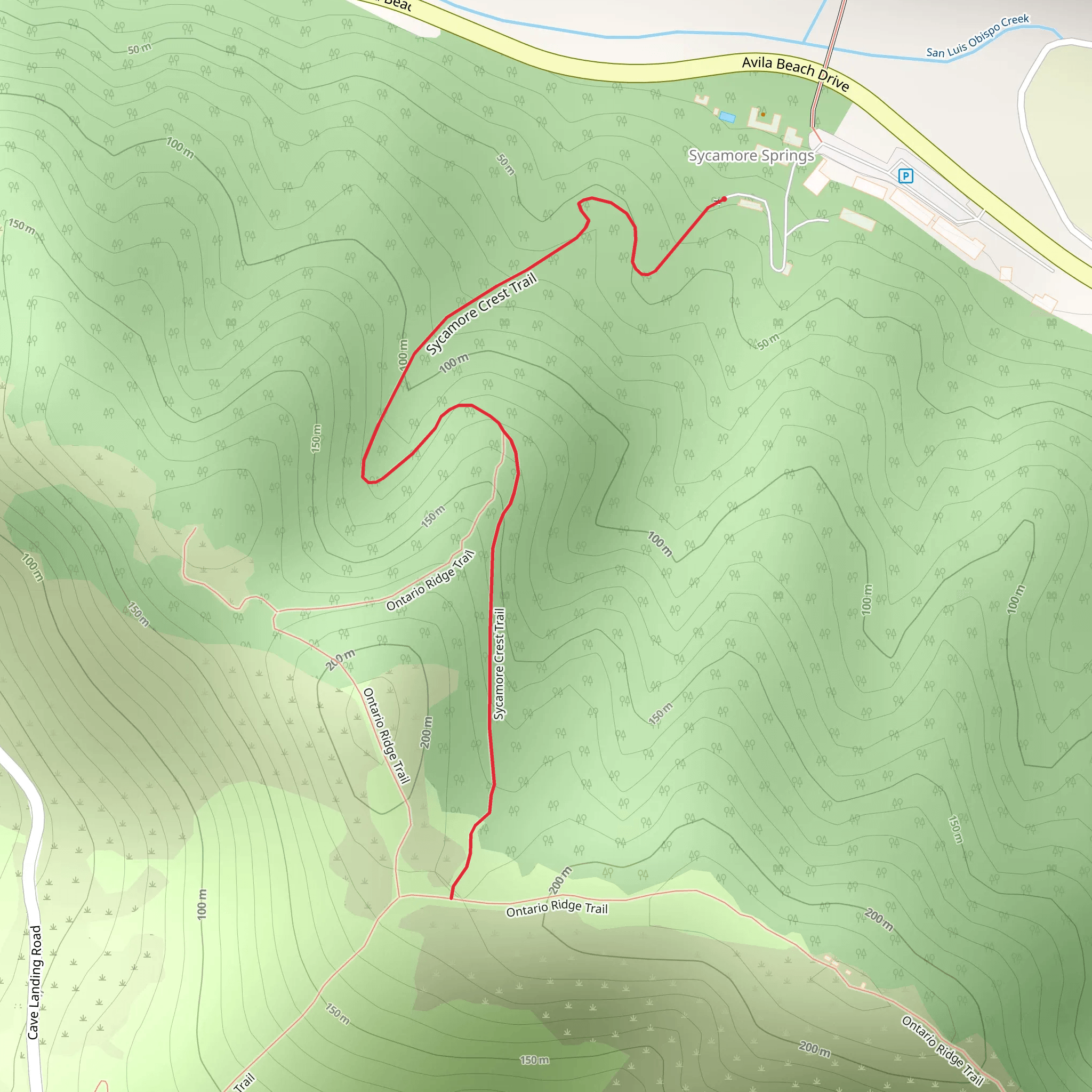Sycamore Crest Trail mobile static map