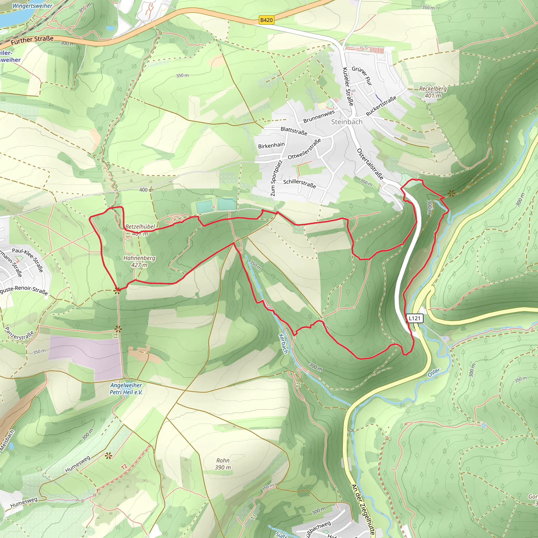 Betzelhübel, Freizeitgelände Hiemes Loop via Steinbachpfad mobile static map