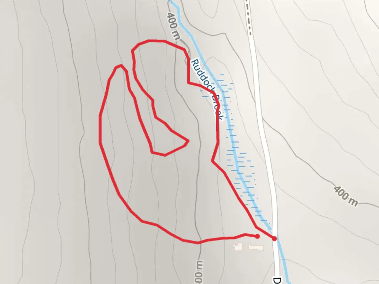 An image depicting the trail Ruddock Brook Loop and its surrounding area.