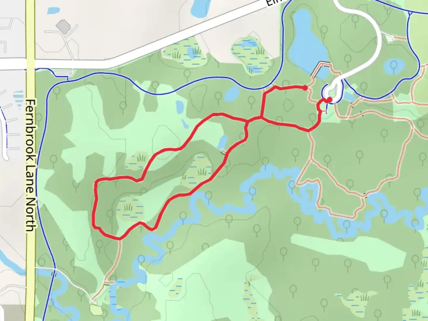 An image depicting the trail Sumac Trail and Meadowlark Trail and its surrounding area.