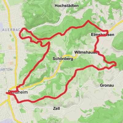 Bensheim and Elmshausen Loop via Furstenlager mobile static map