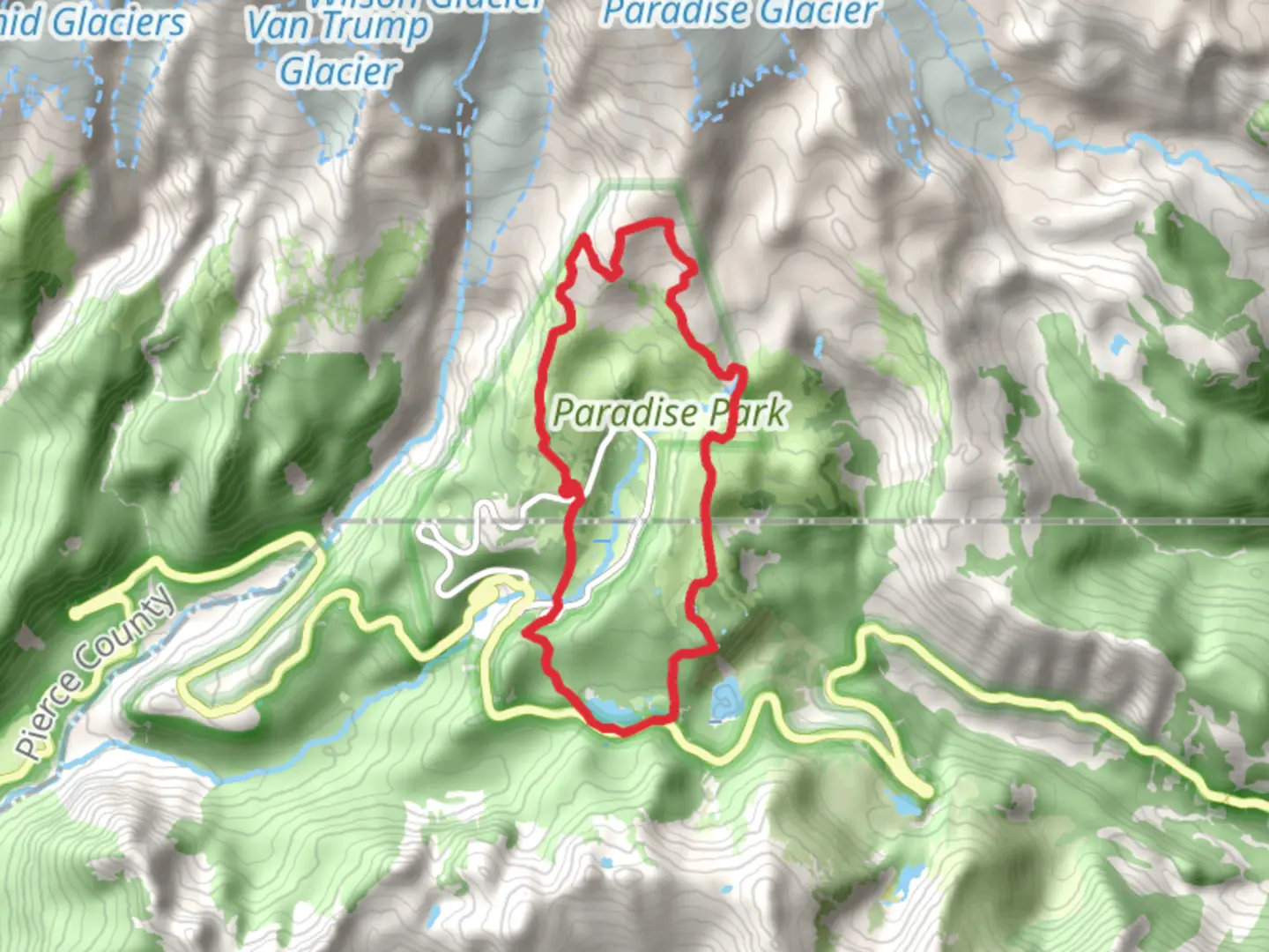 An image depicting the trail Skyline Trail and Lower Lakes Trail and its surrounding area.