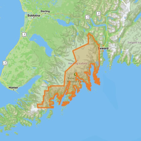 Kenai Fjords National Park mobile static map