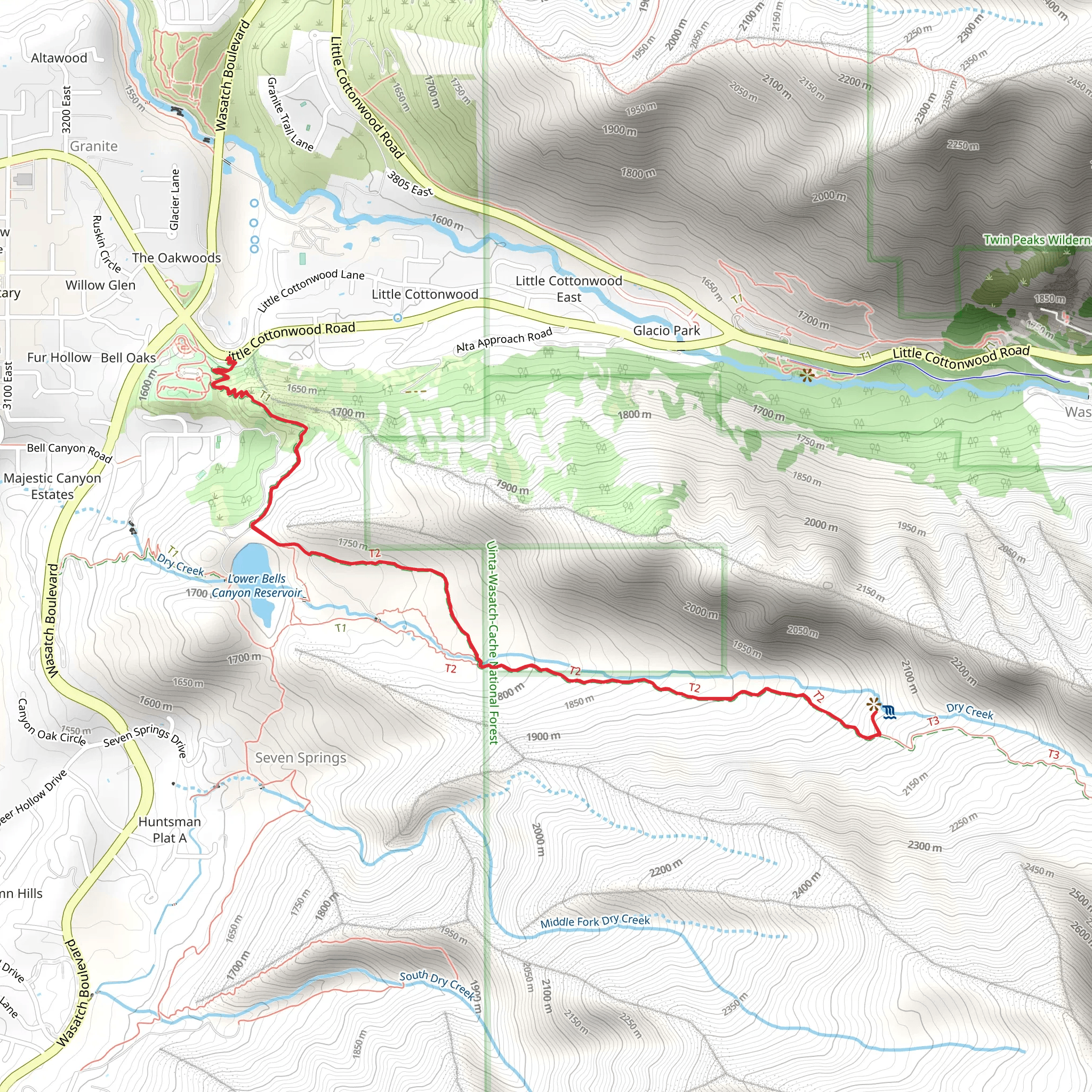 Bell Canyon Waterfall mobile static map