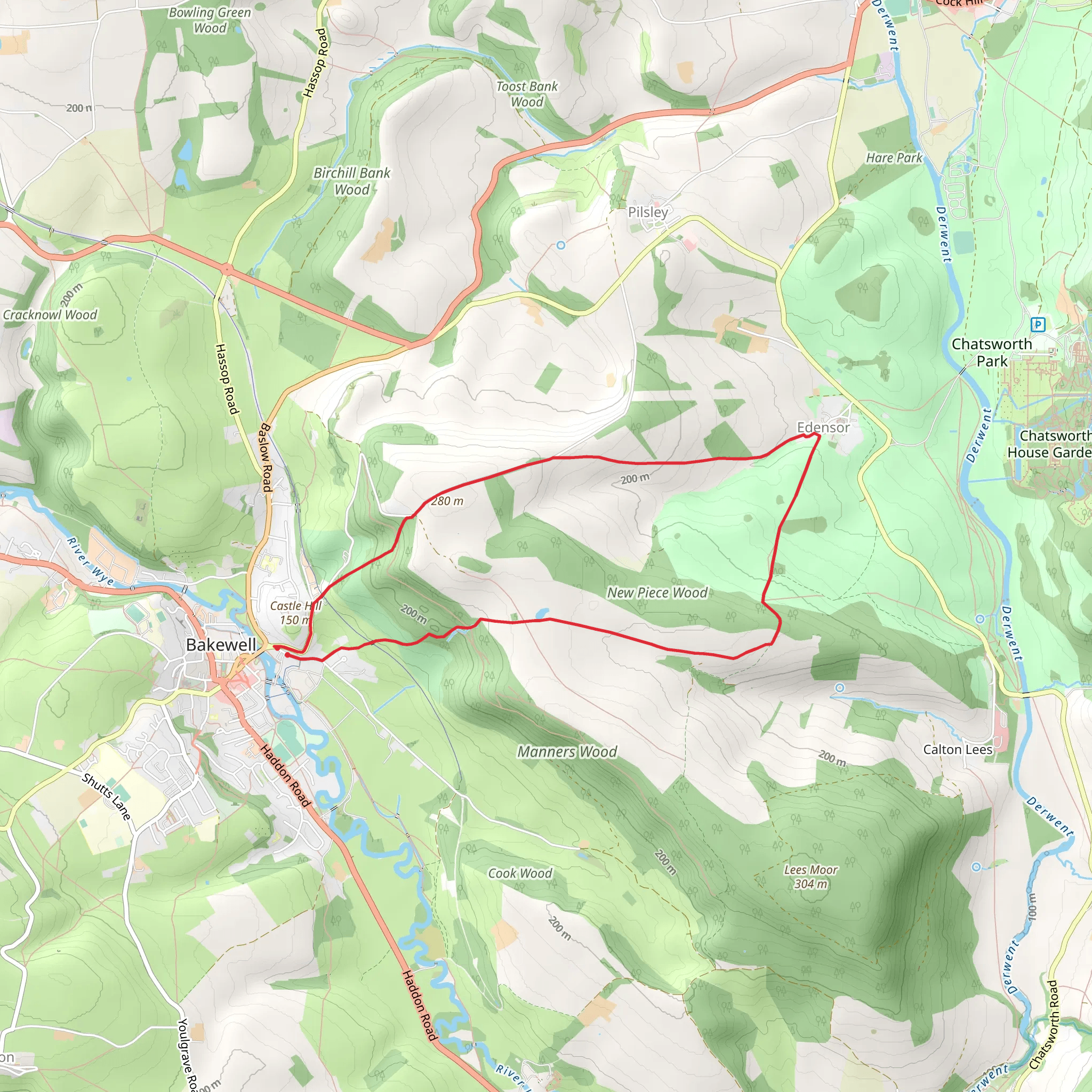 Bakewell - Edensor - Chatsworth Short Route mobile static map
