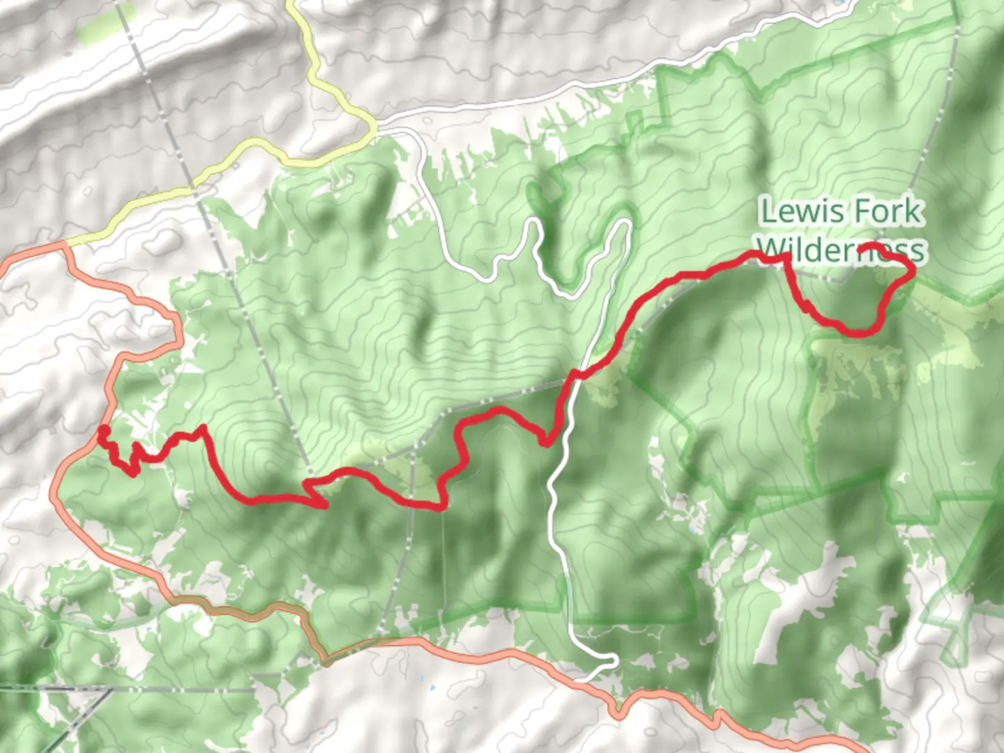 An image depicting the trail Mountain Rogers via Appalachian Trail from Jeb Stuart Highway and its surrounding area.