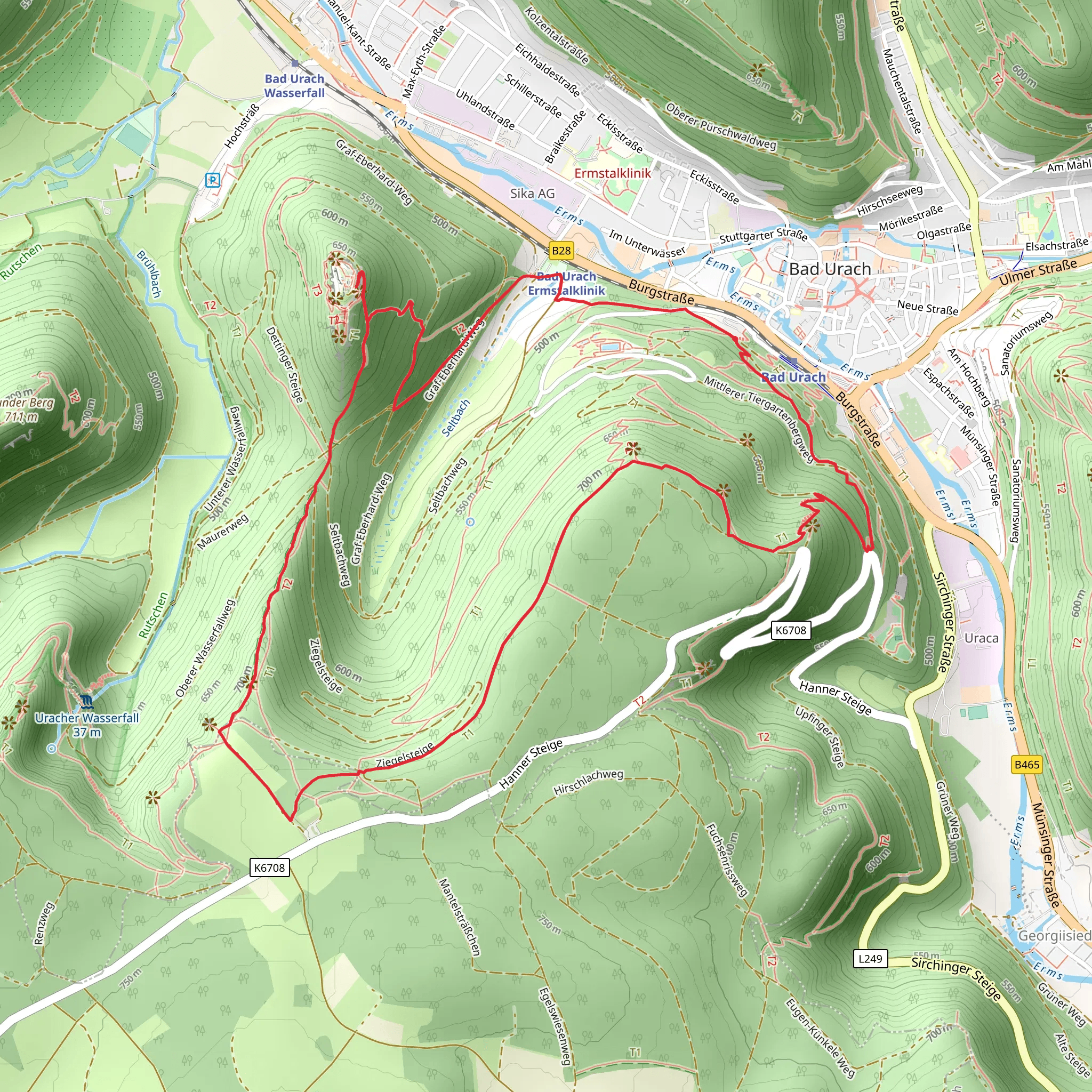 Burg Hohenurach Loop via Hohenurachsteig mobile static map