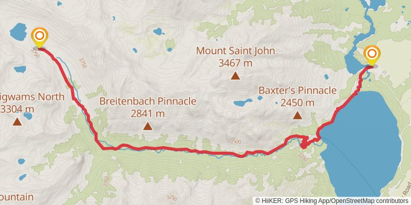 Paintbrush Canyon - Cascade Canyon Loop Trail stage 2 Map