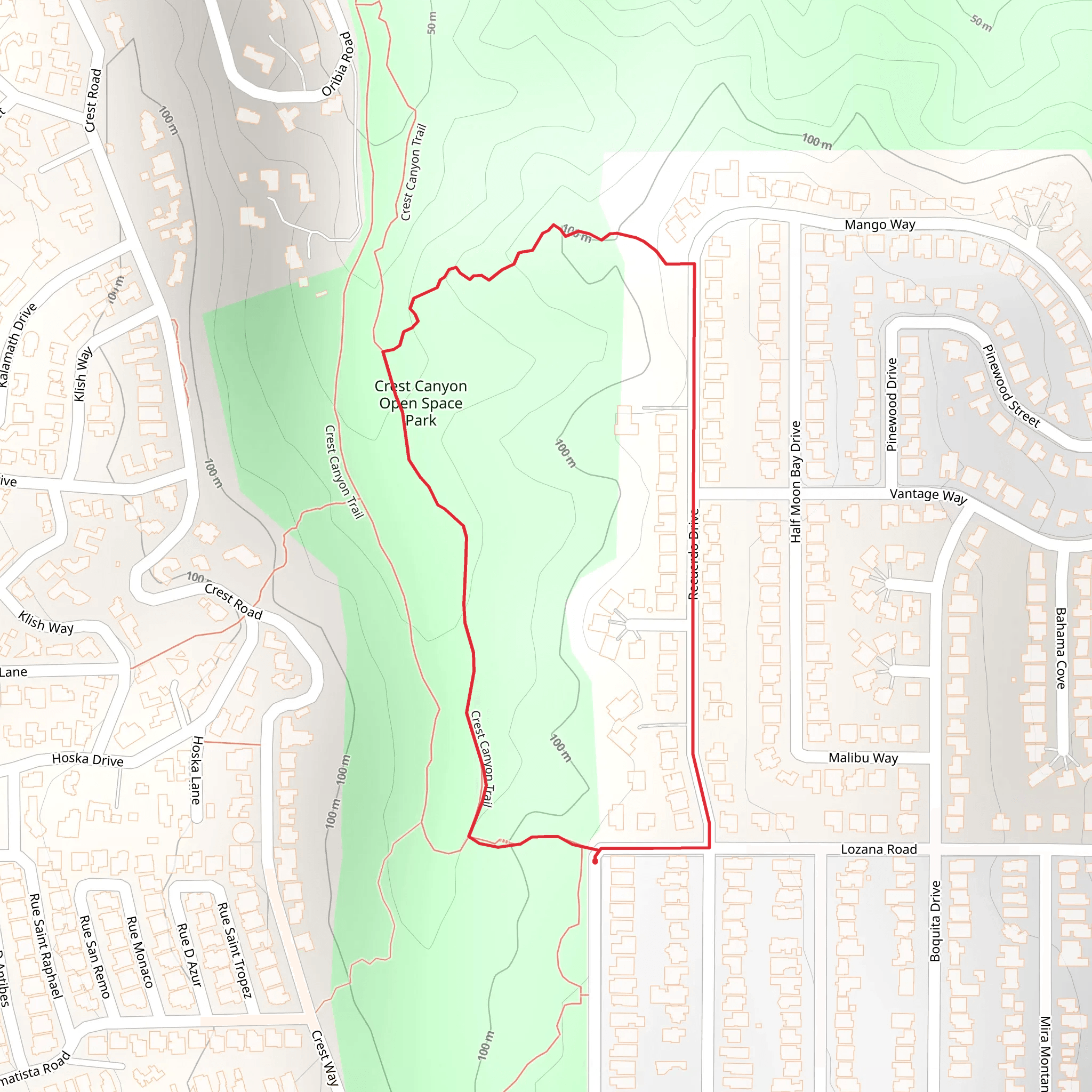 Crest Canyon Open Space Park Loop mobile static map