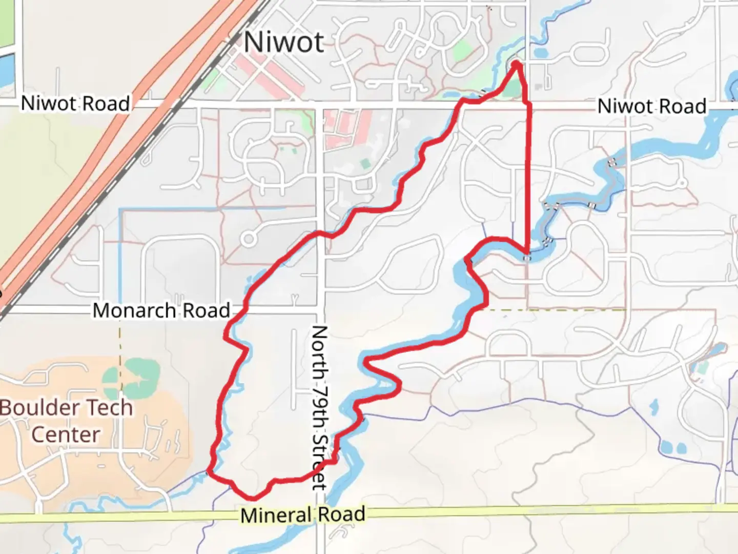 An image depicting the trail Niwot and Hidden Star Loop Trail and its surrounding area.