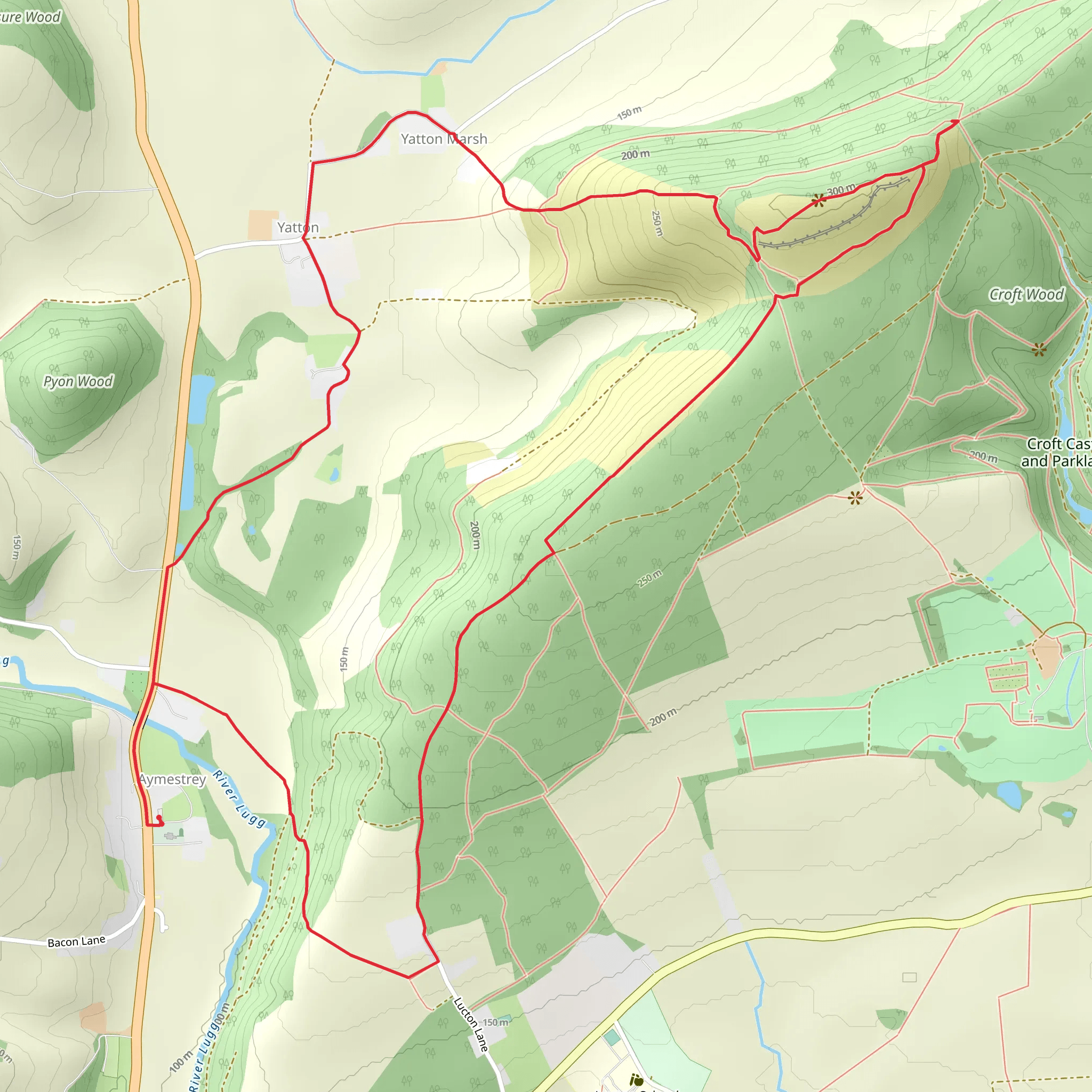 Pokeshouse Wood, Yatton Hill and Croft Ambrey Fort Loop mobile static map