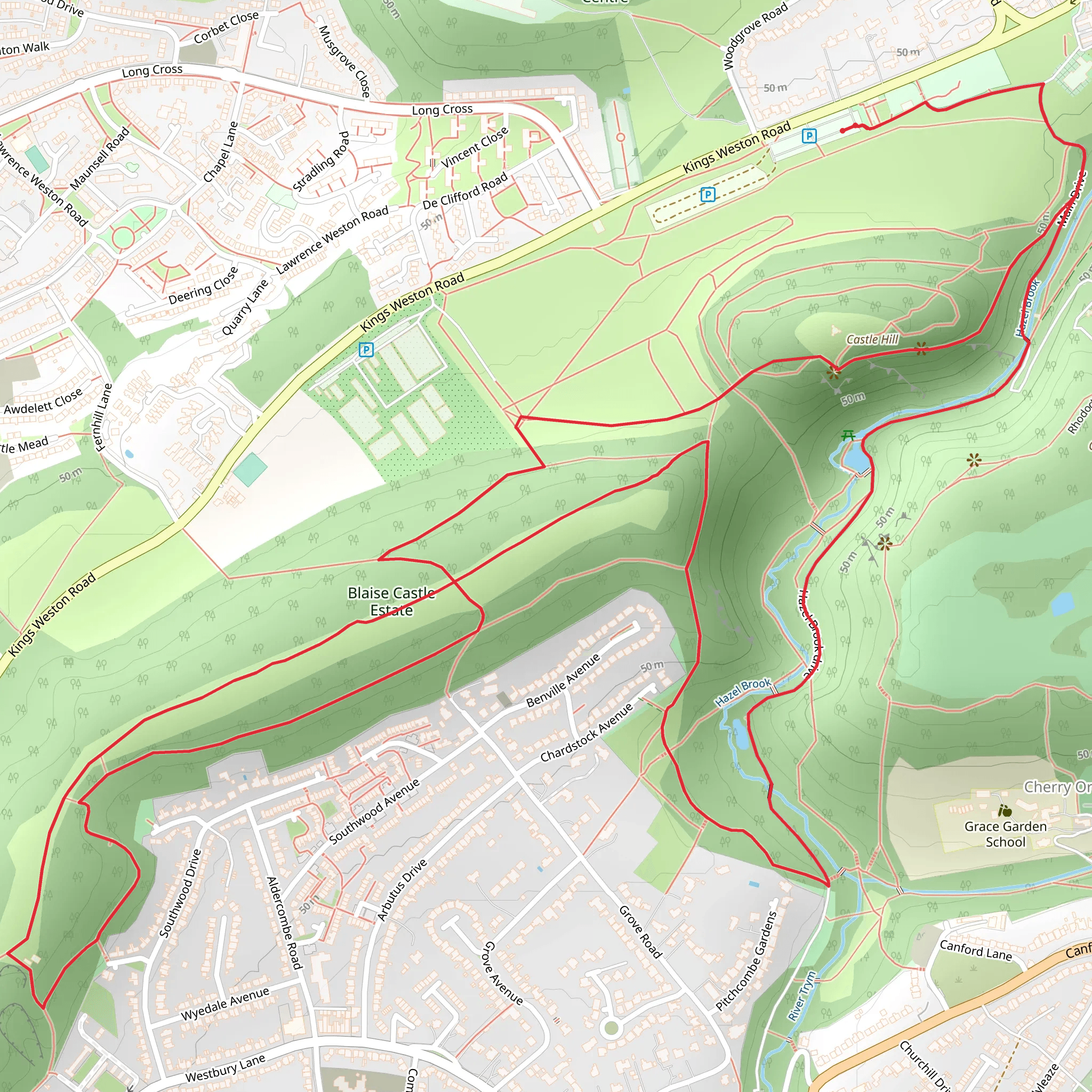 Blaise Castle Estate Circular Walk mobile static map